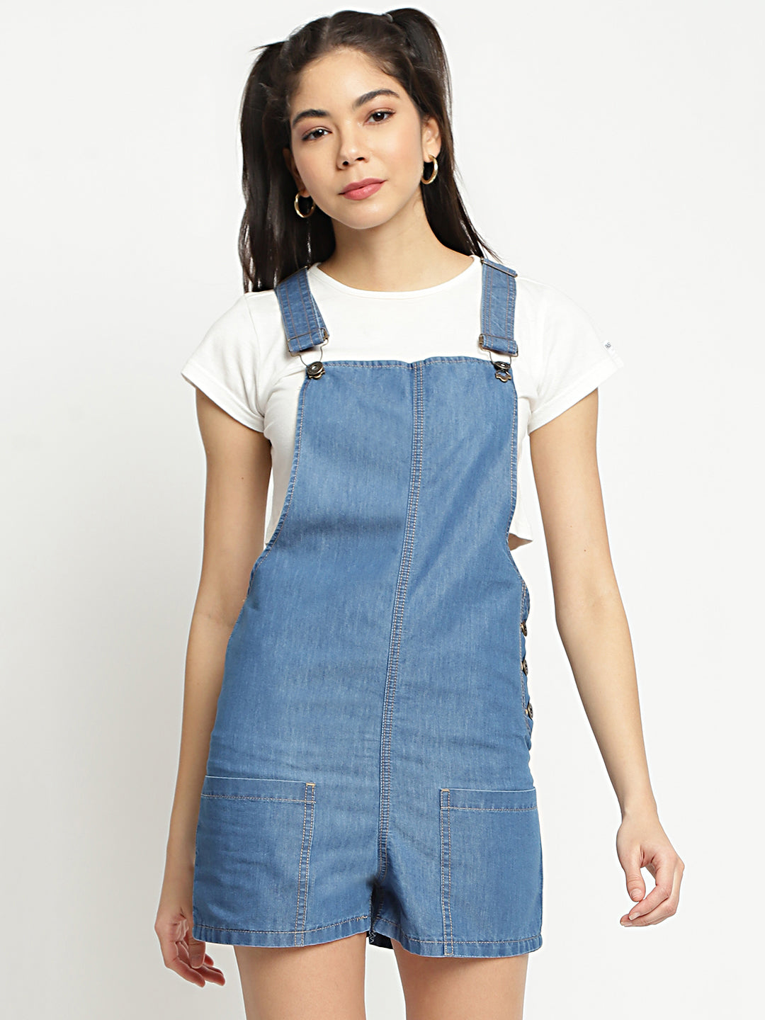 Women Dark Blue Hot Short Denim Dungaree