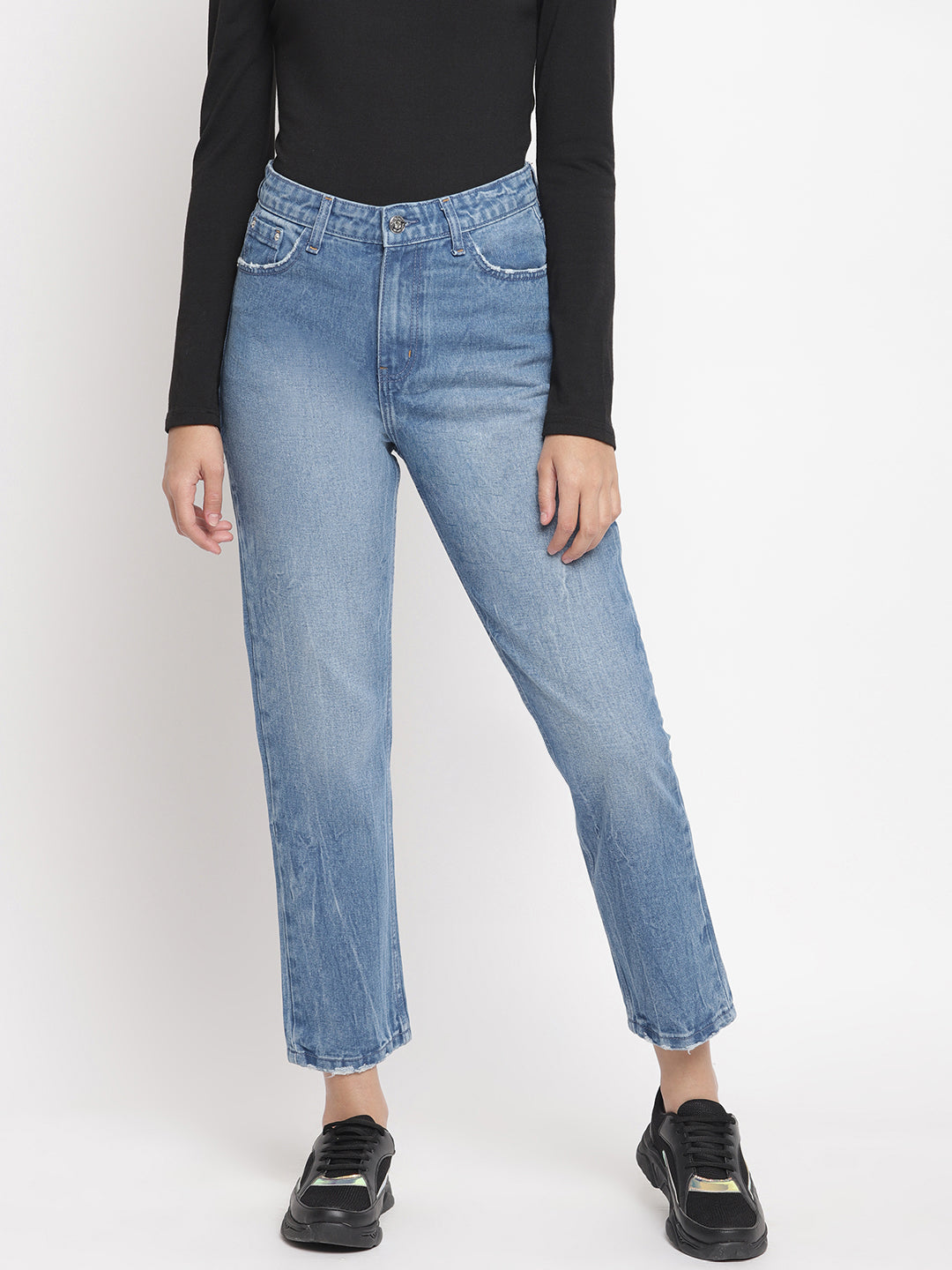 Blue Mom Fit Denim Jeans