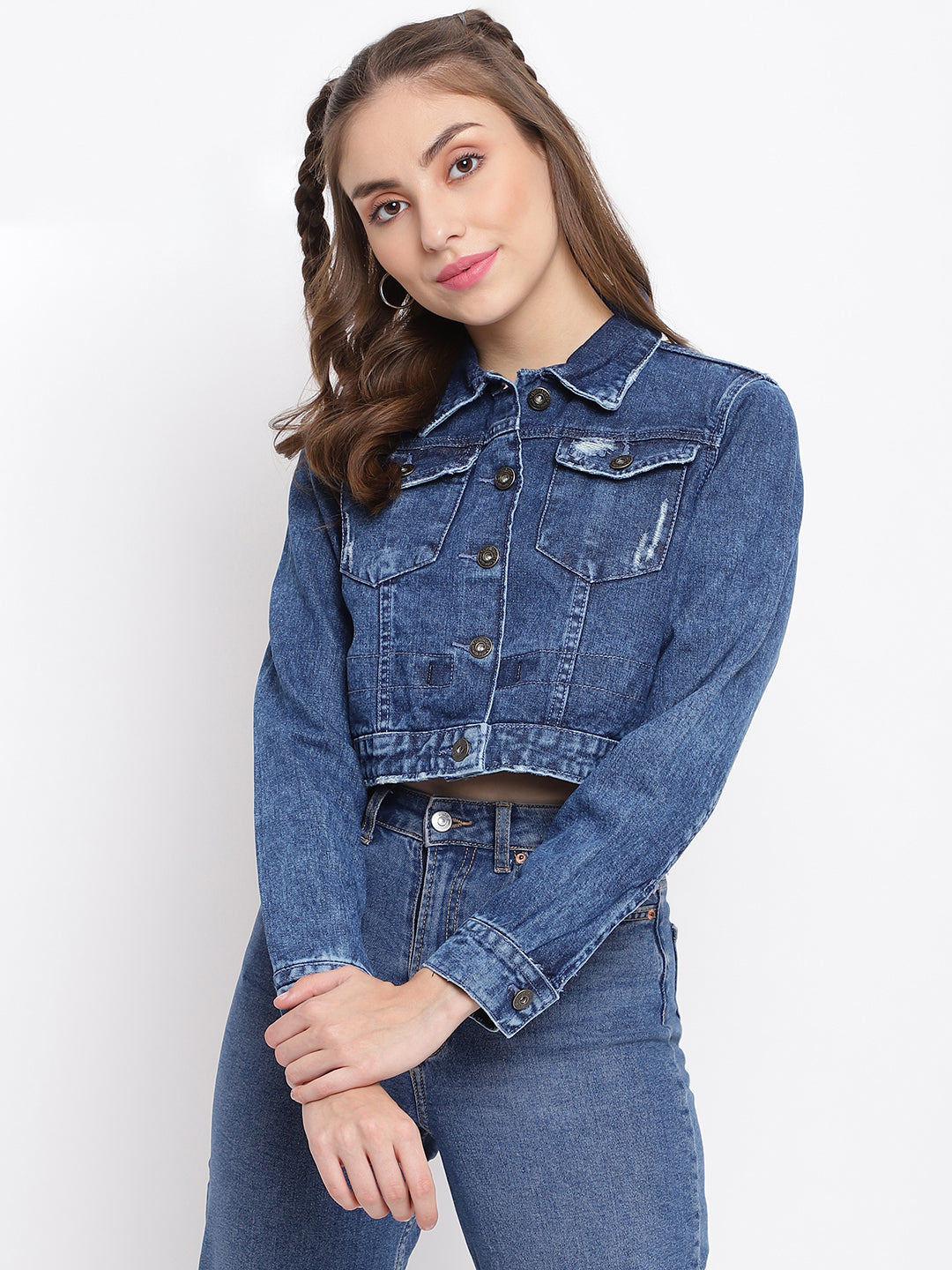 Light Blue Cropped Jacket