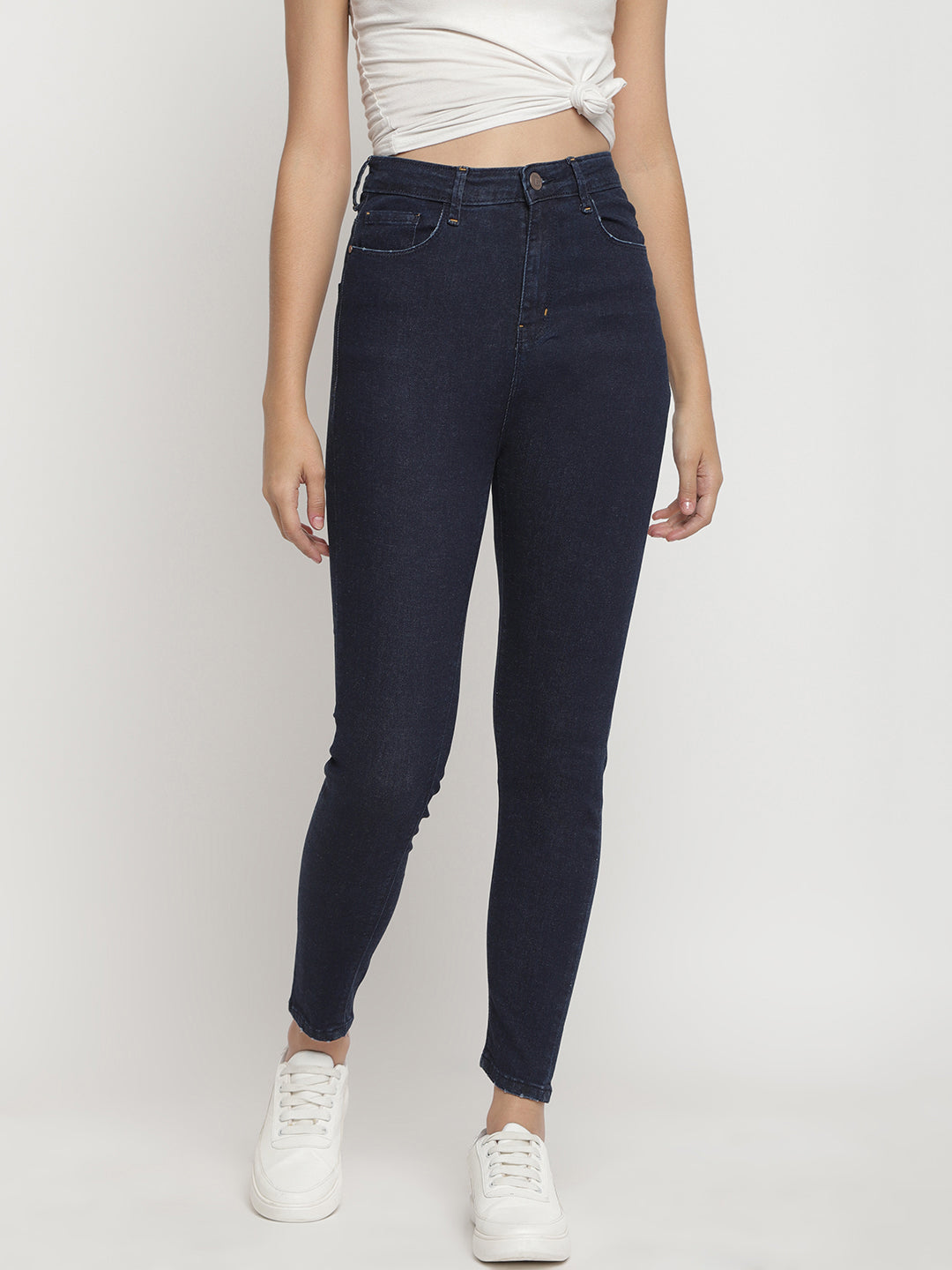 Women Super High Waist Dark Blue Super Skinny Denim Jeans