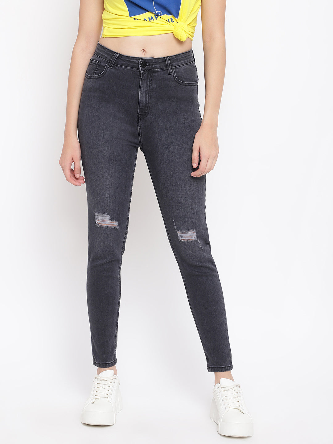 High Waist Black Slim Fit Denim