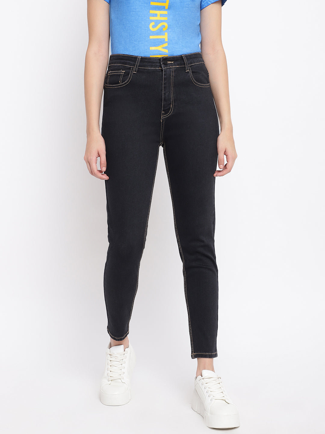High Waist Black Slim Fit Jeans