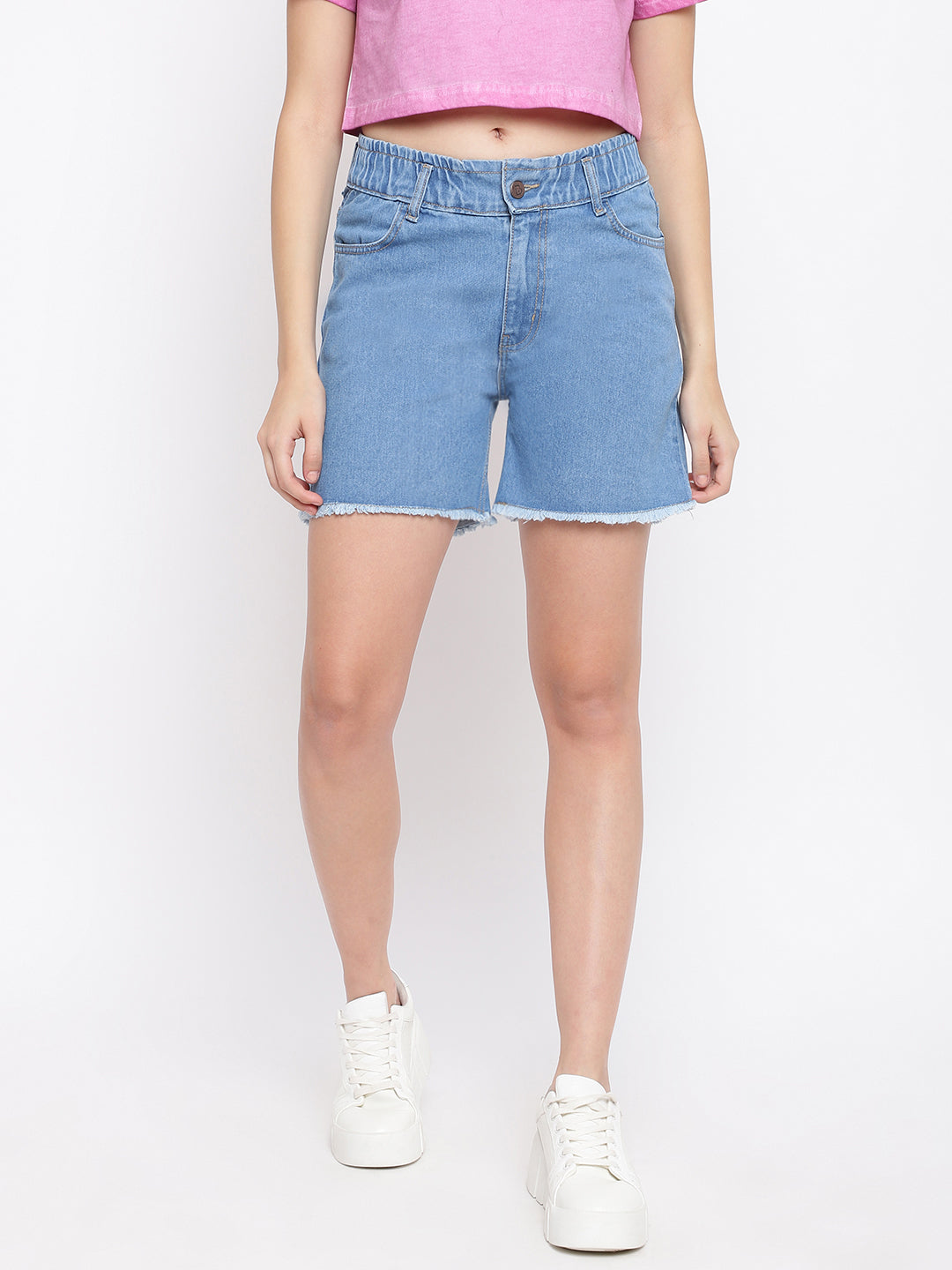 Light Blue High waist Basic Short