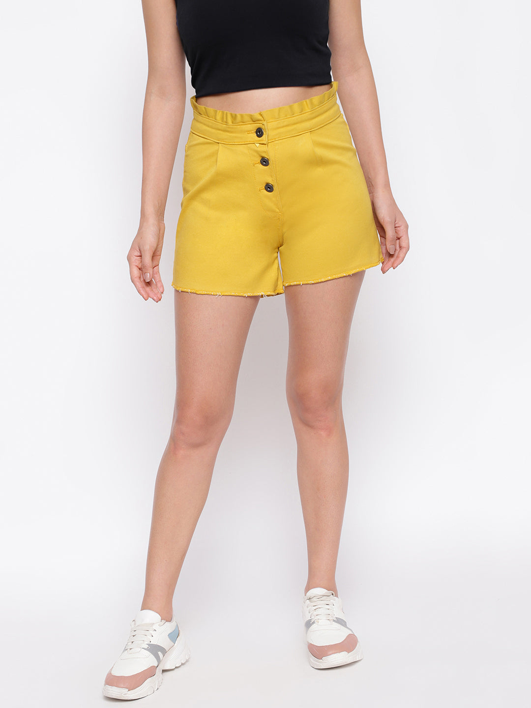 Mustard Button Up Shorts