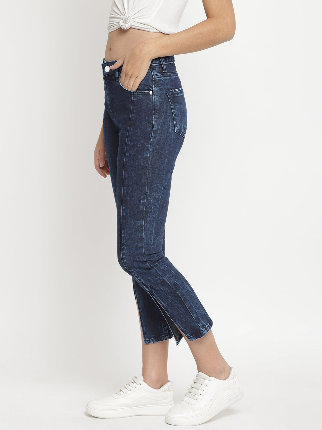 Women Asymmetrical Denim Tapered Jeans