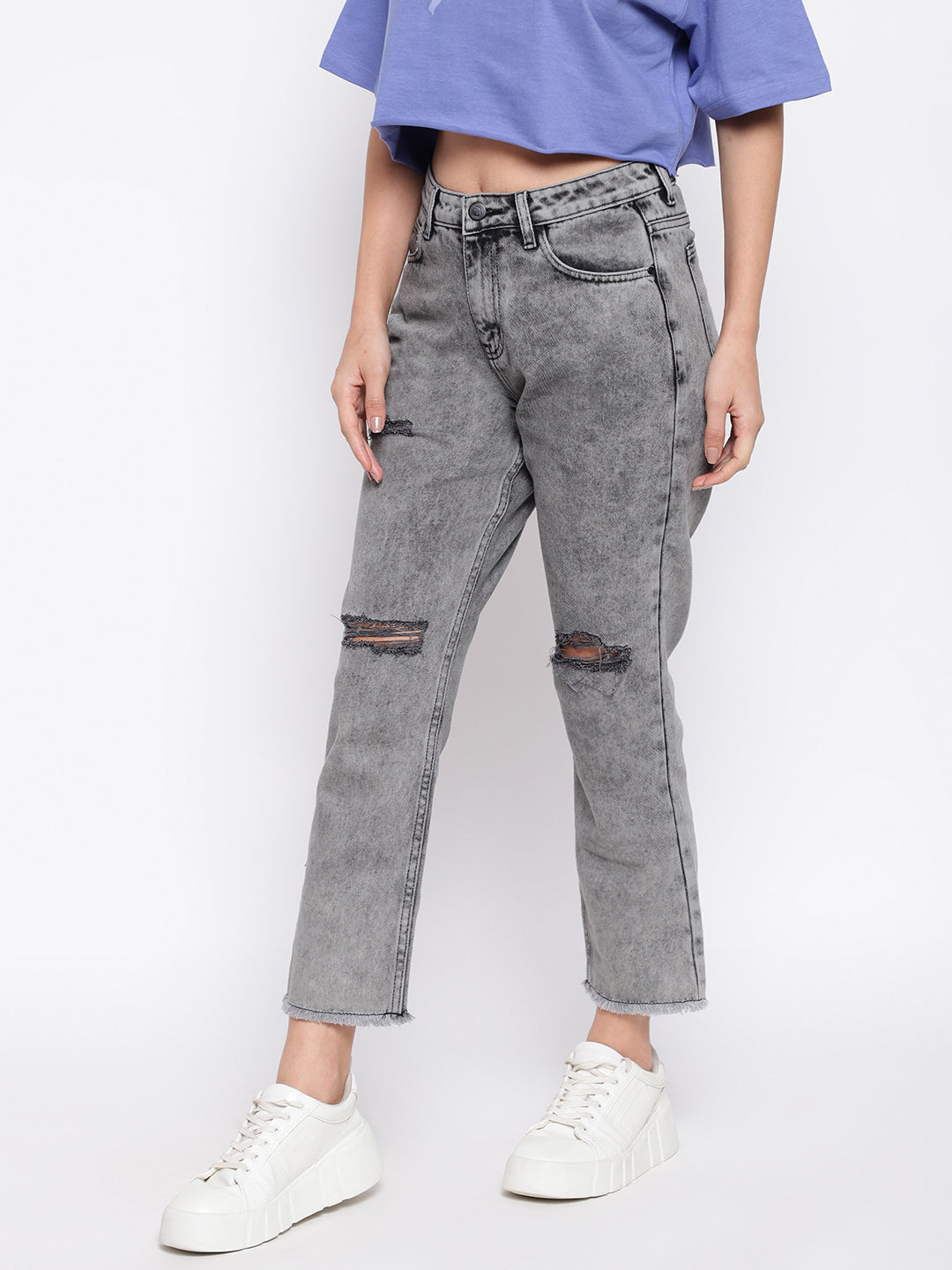 Light Grey Denim mom Fit Jeans