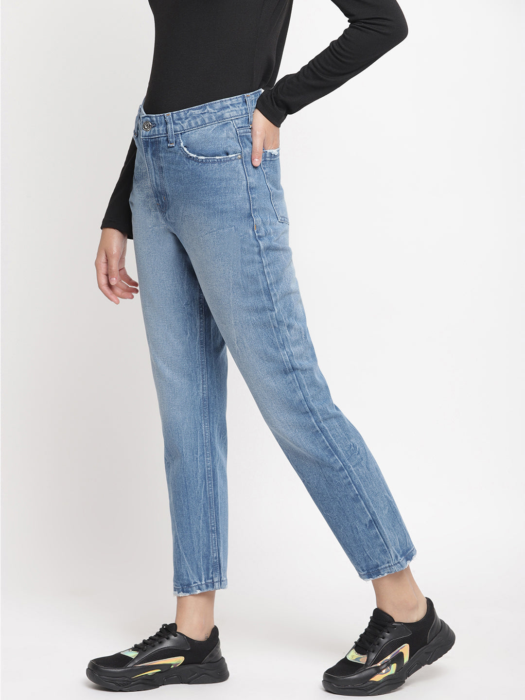 Blue Mom Fit Denim Jeans