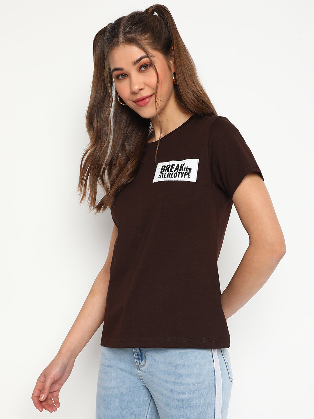 Women Brown Printed T-shirt