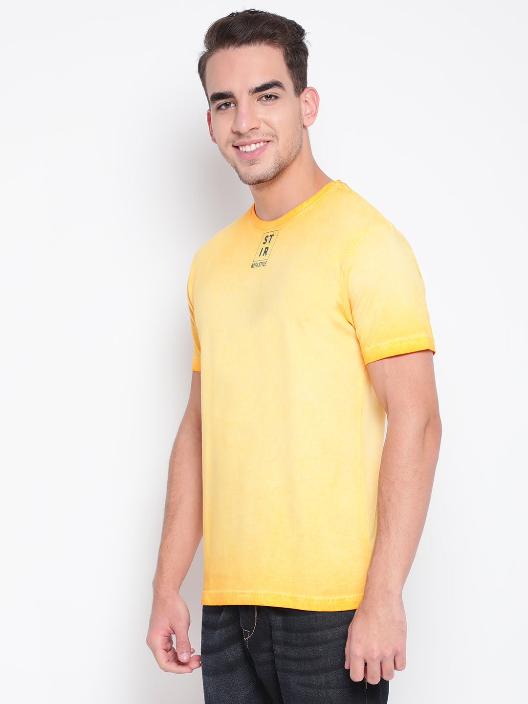 Men Yellow Typography Print T-shirt