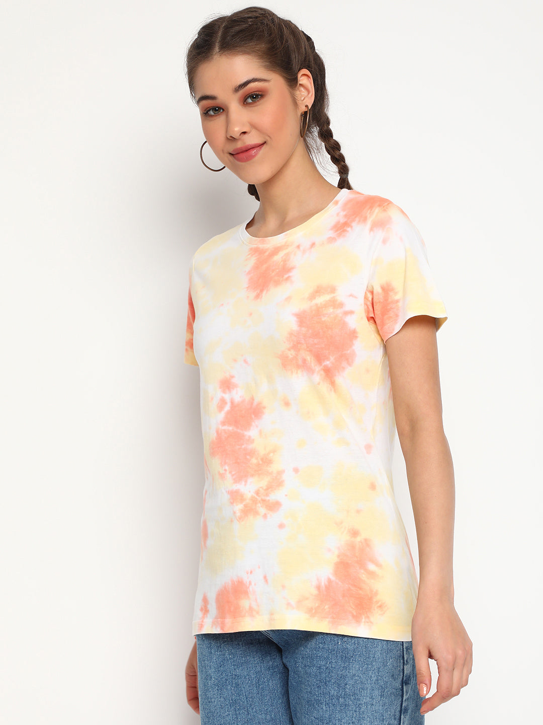 Women Orange Tie-dye T-shirt