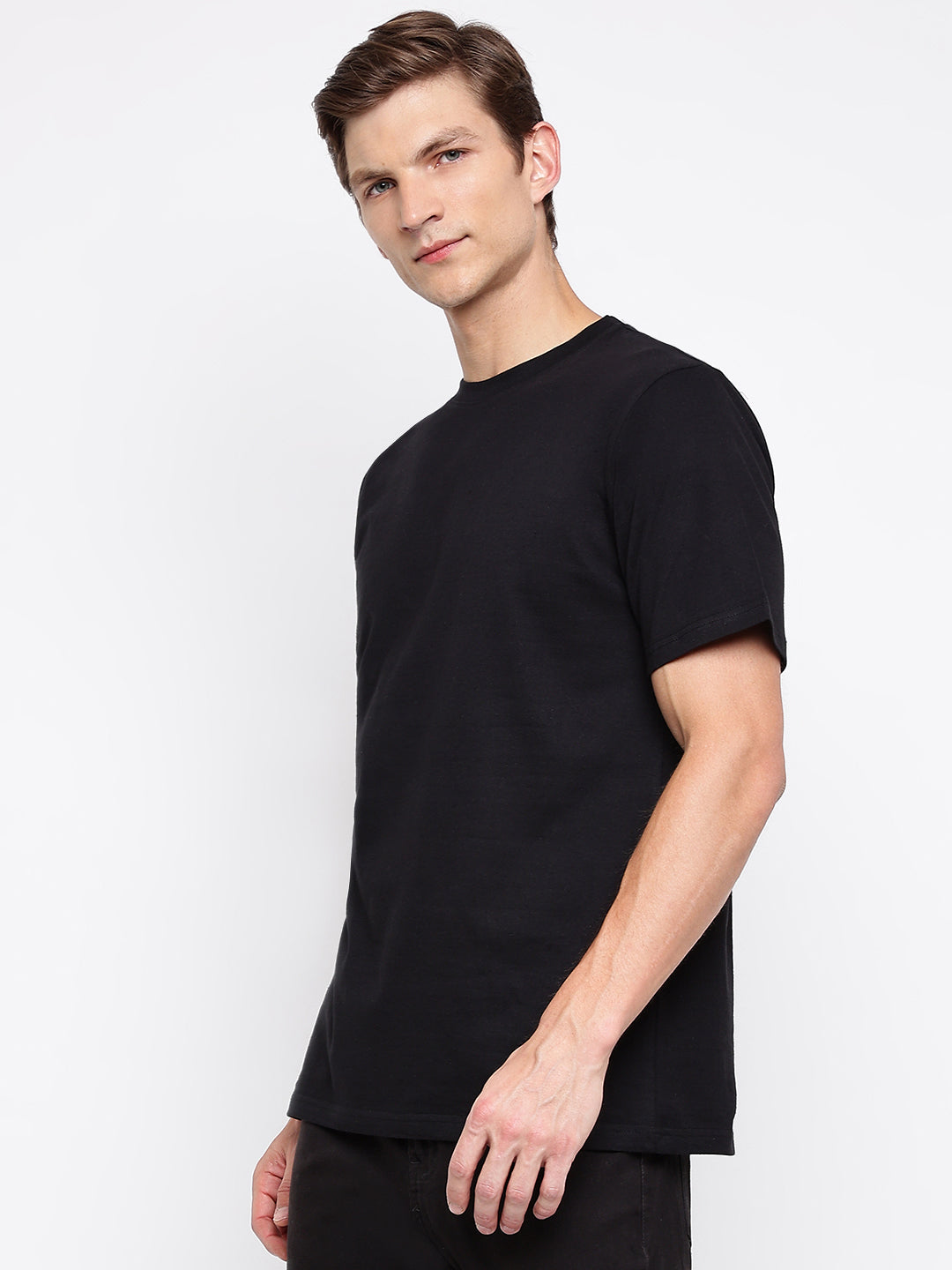Men Black Printed Cotton T-shirt