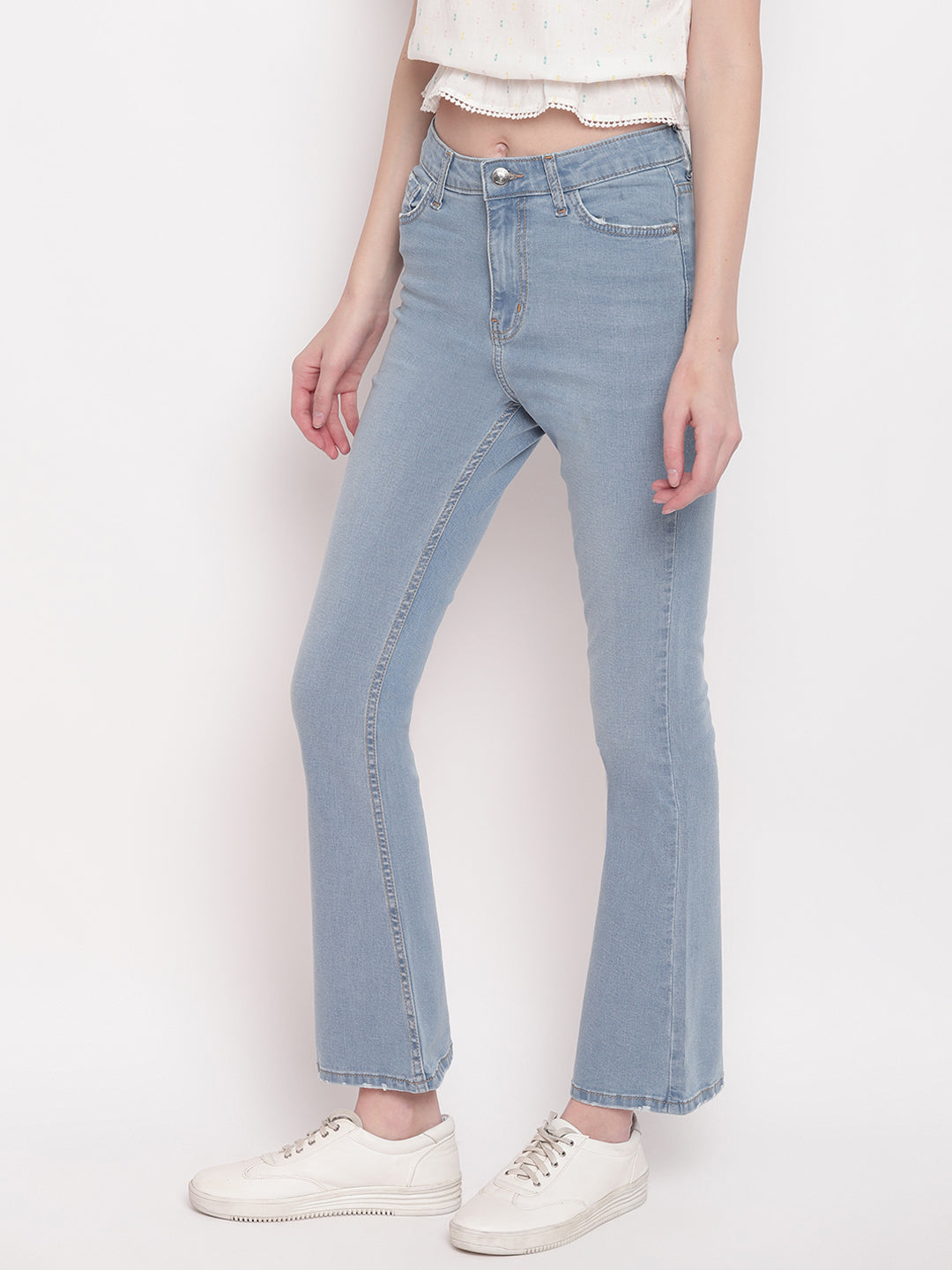 Women Light Blue Boot Cut Denim Jeans
