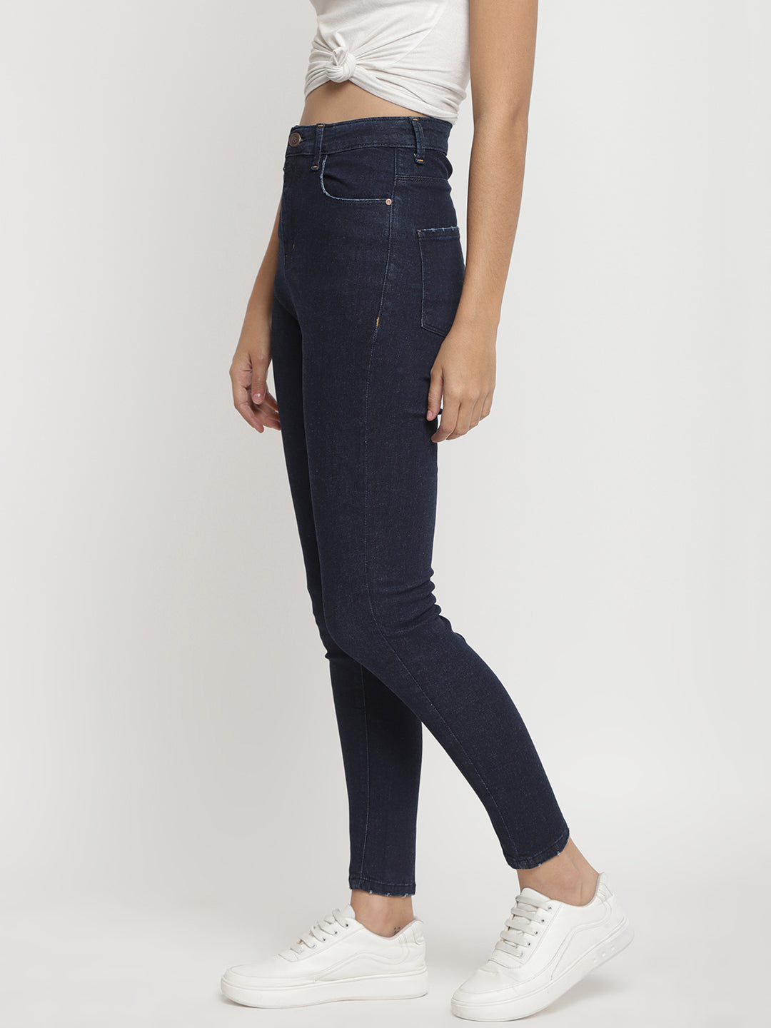 Women Super High Waist Dark Blue Super Skinny Denim Jeans