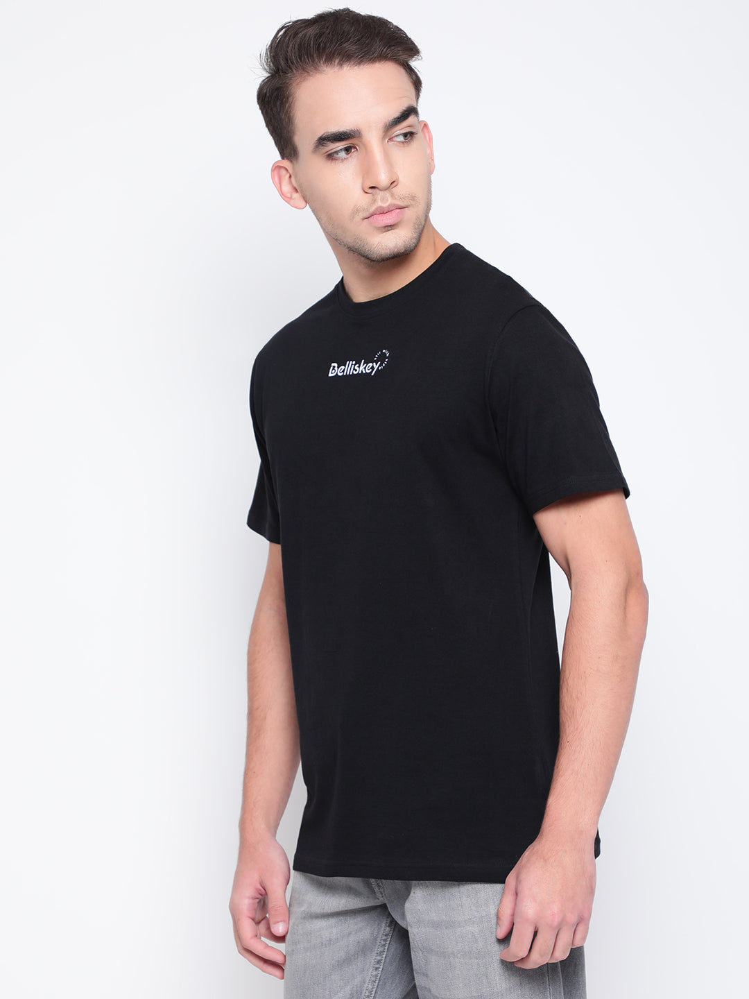 Men Black Printed Cotton T-shirt