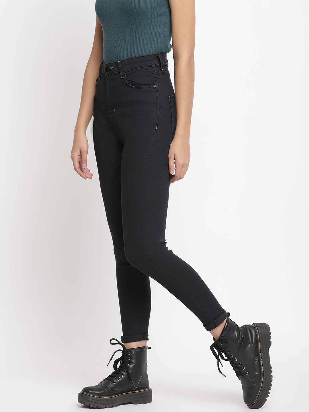 Women Super High Waist Black Super Skinny Denim Jeans