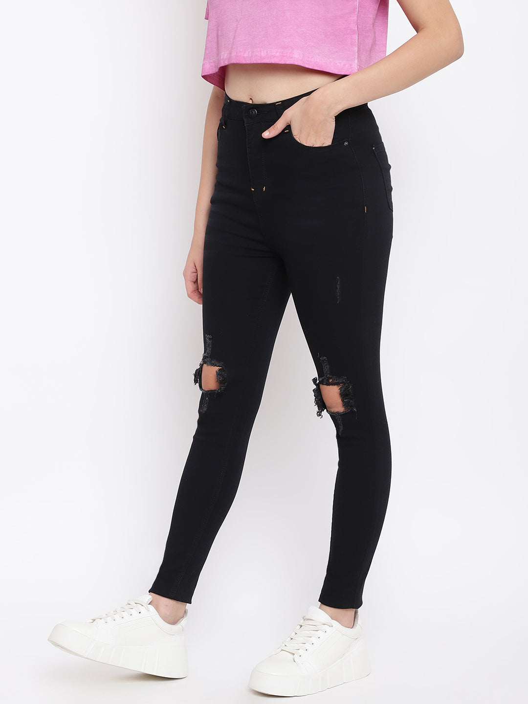 Distressed High Waist Jeans