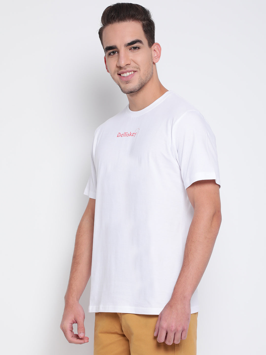 Men White Printed Cotton T-shirt