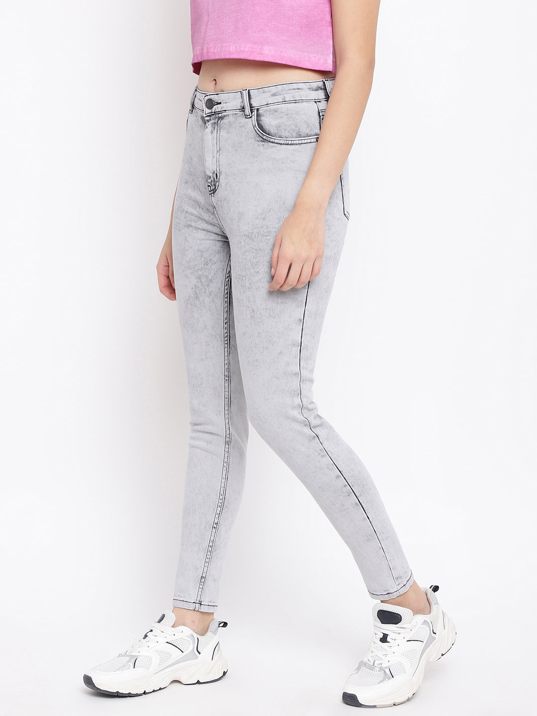 Grey Smokey High Waist Denim Jeans
