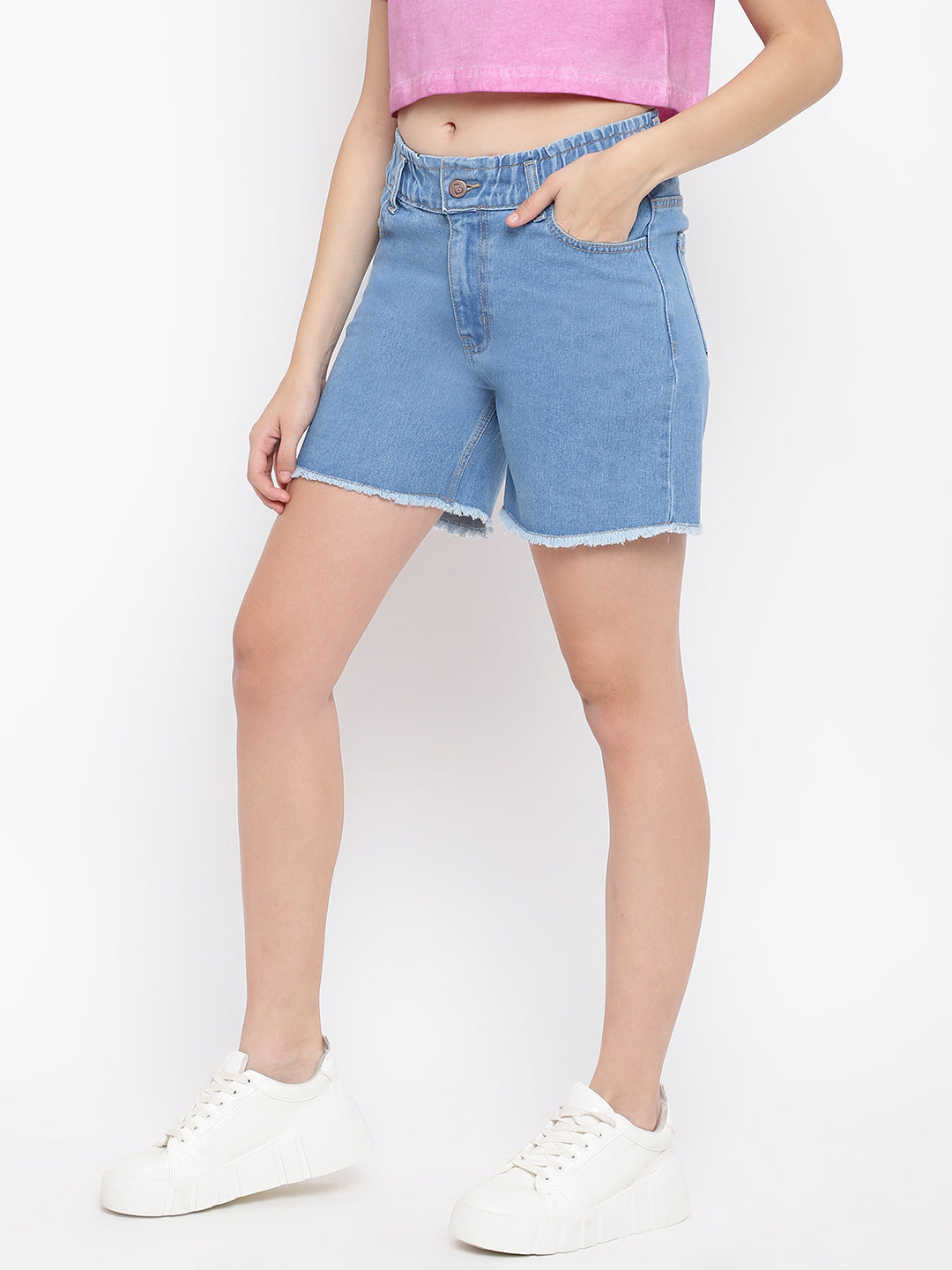 Light Blue High waist Basic Short