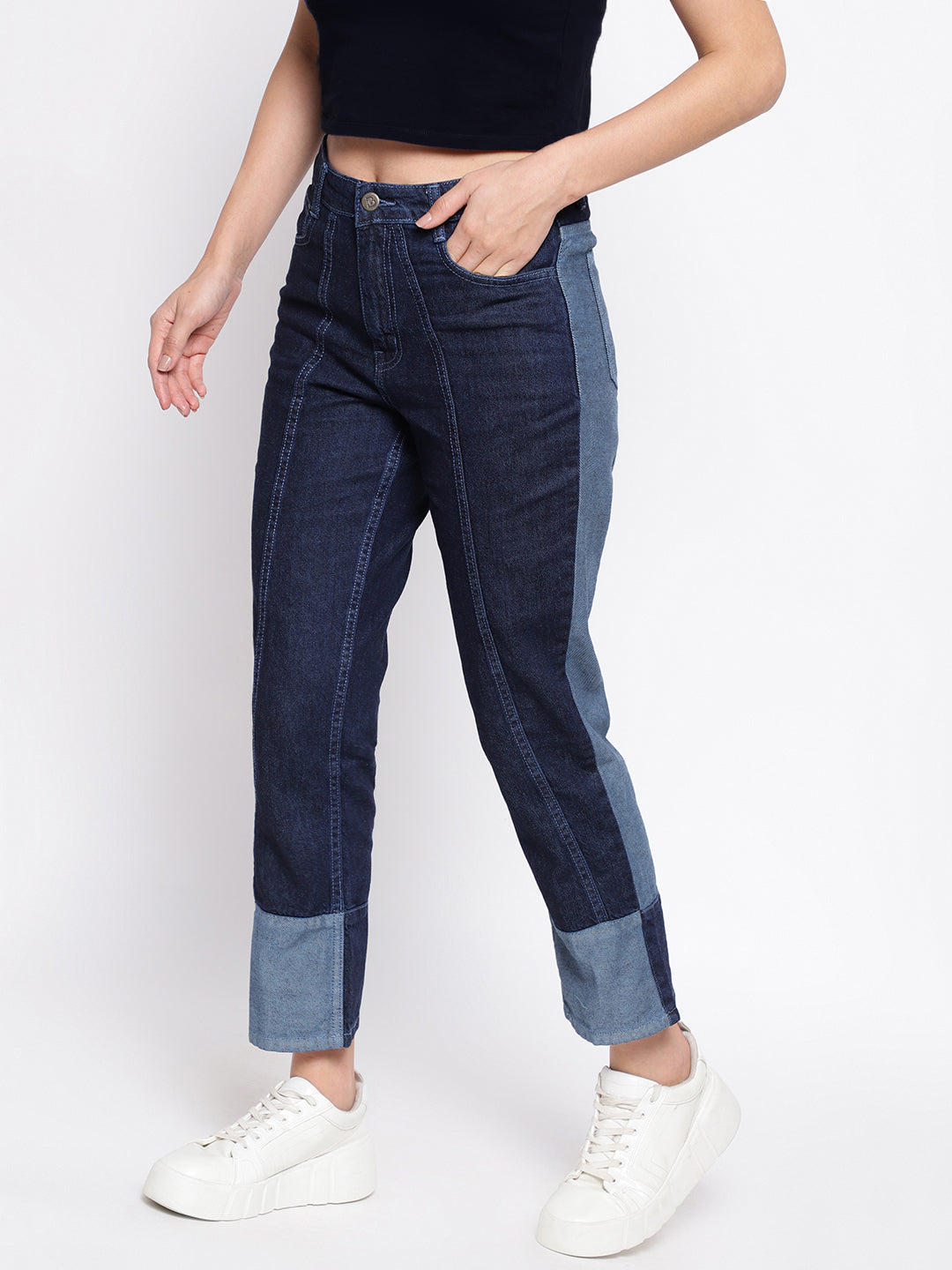 Dark Blue Asymmetric Jeans
