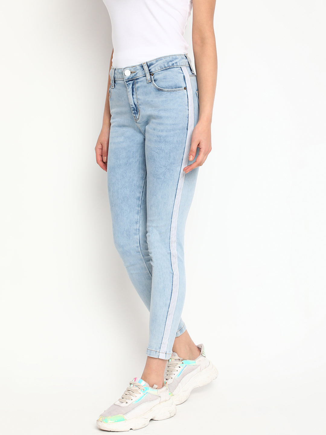 Tape Detailed Skinny Fit Jeans