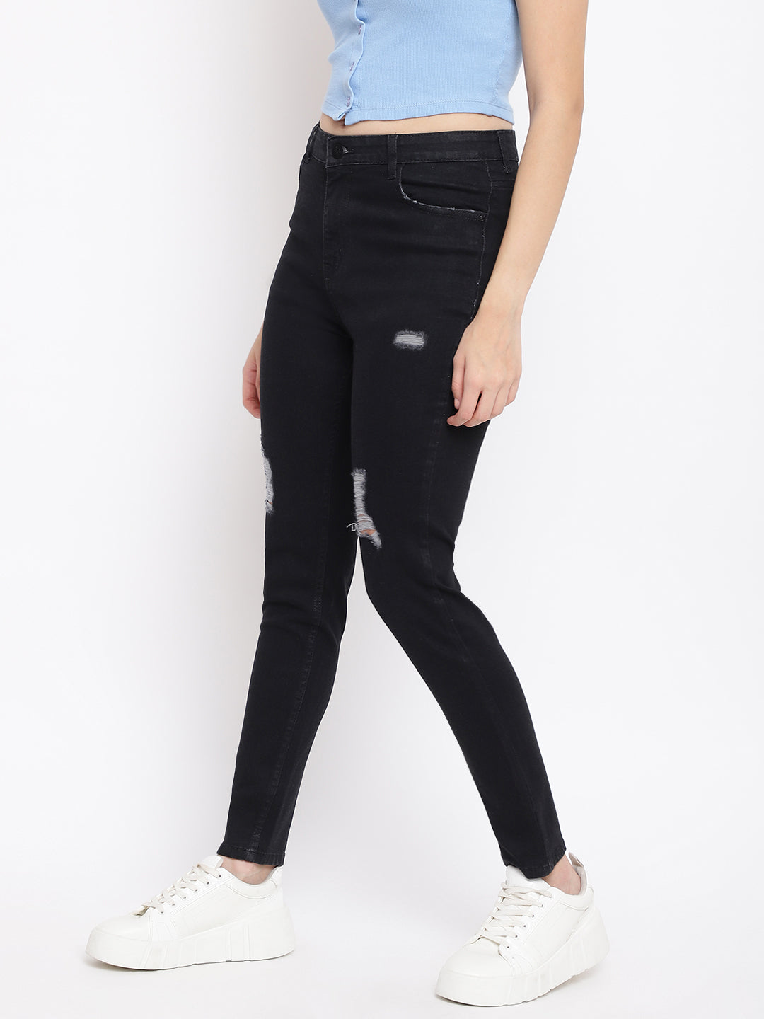 Distressed Black Slim Fit Jeans