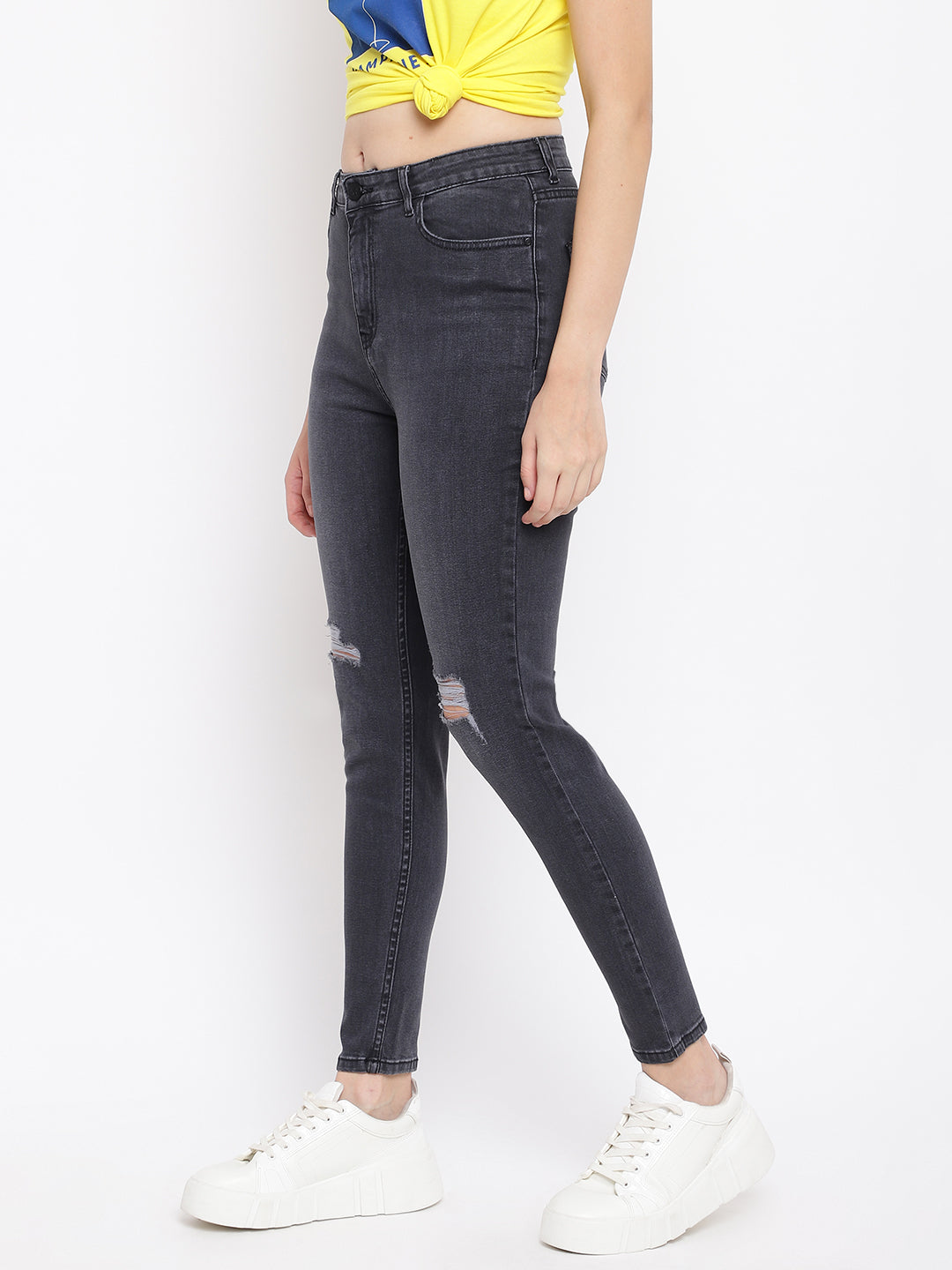 High Waist Black Slim Fit Denim