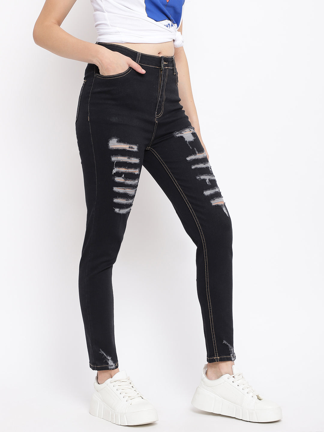 Black High Waist Denim Jeans