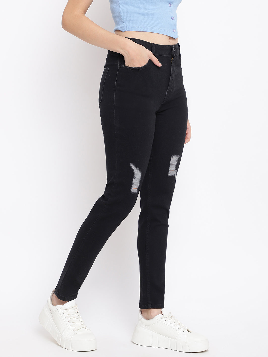 Distressed Black Slim Fit Jeans