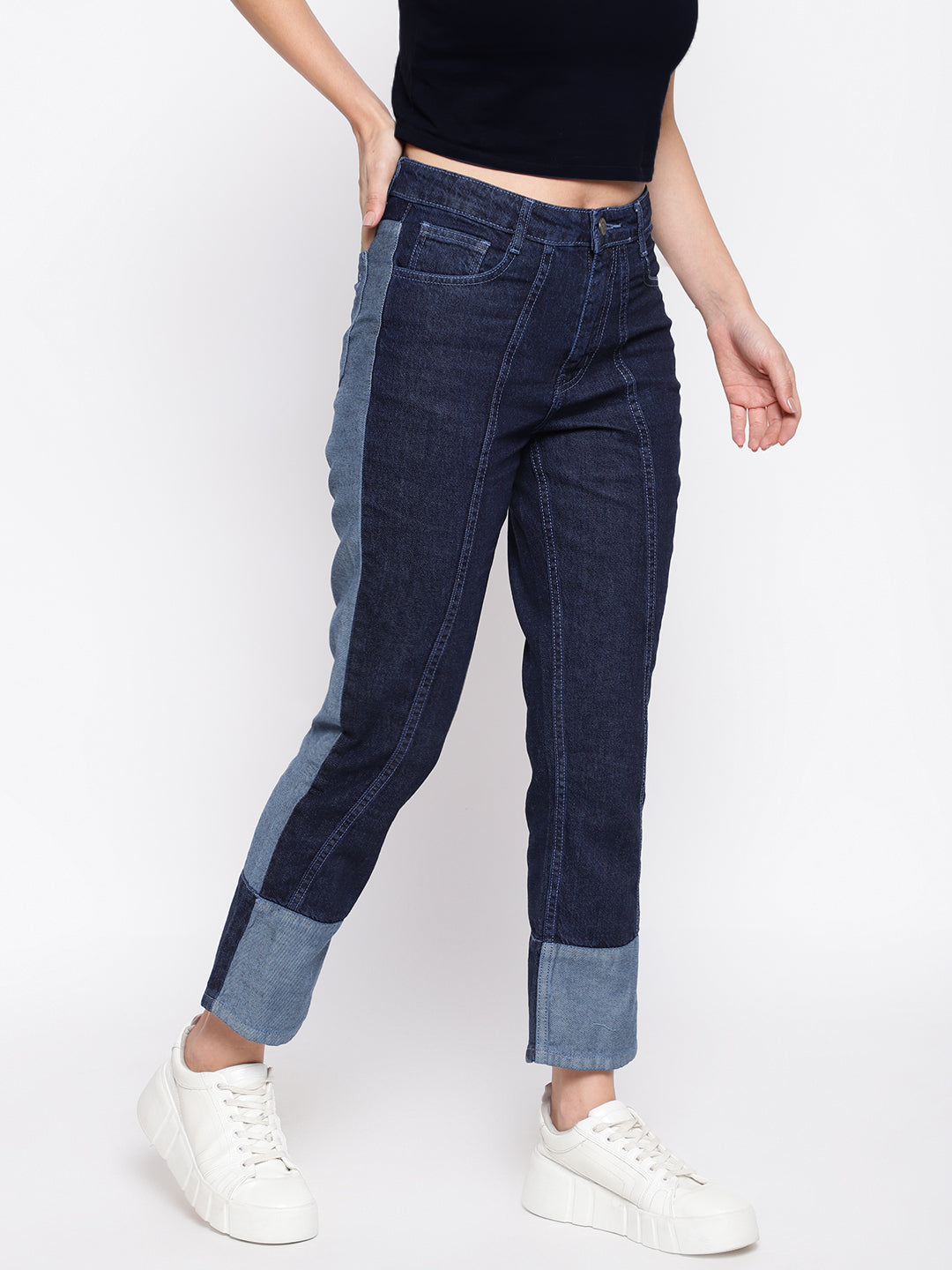 Dark Blue Asymmetric Jeans