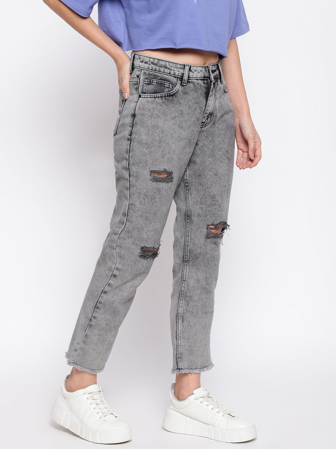 Light Grey Denim mom Fit Jeans