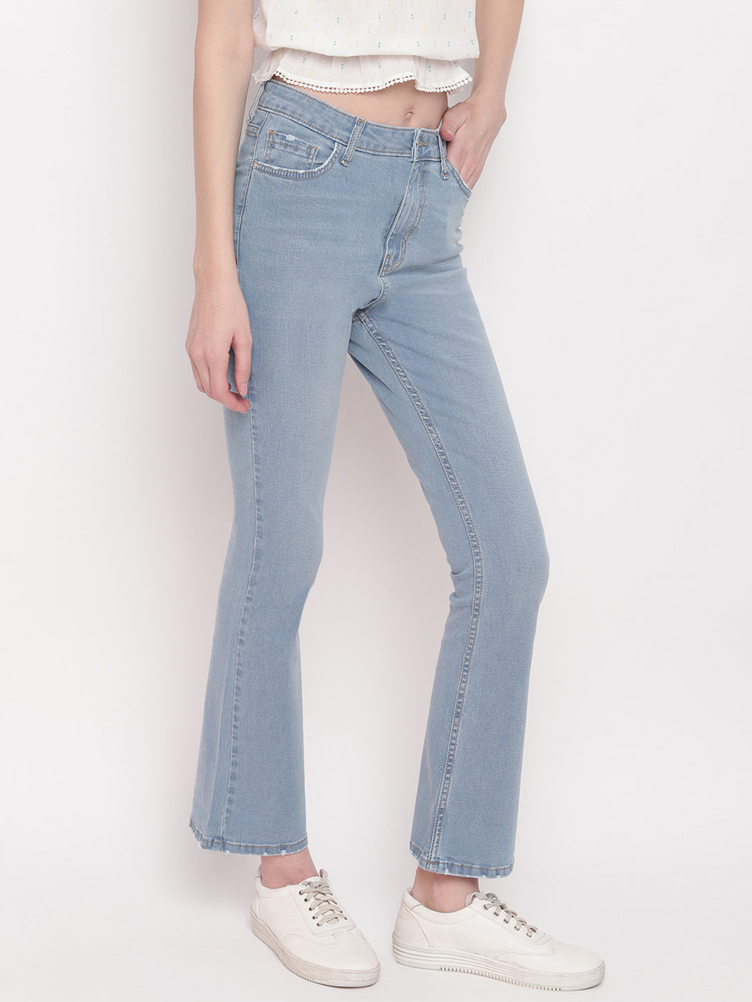 Women Light Blue Boot Cut Denim Jeans