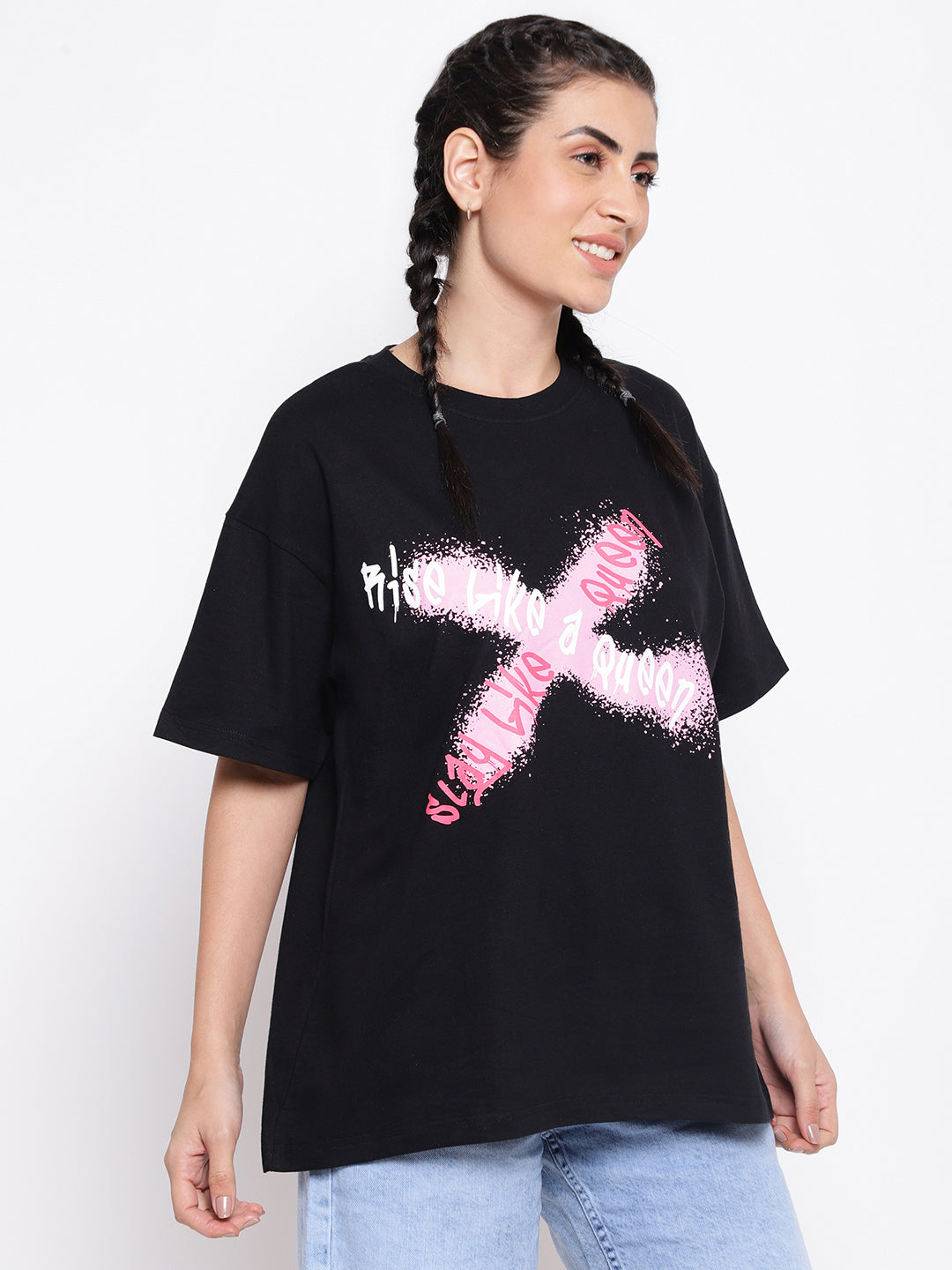 Black Oversized Printed T-shirt