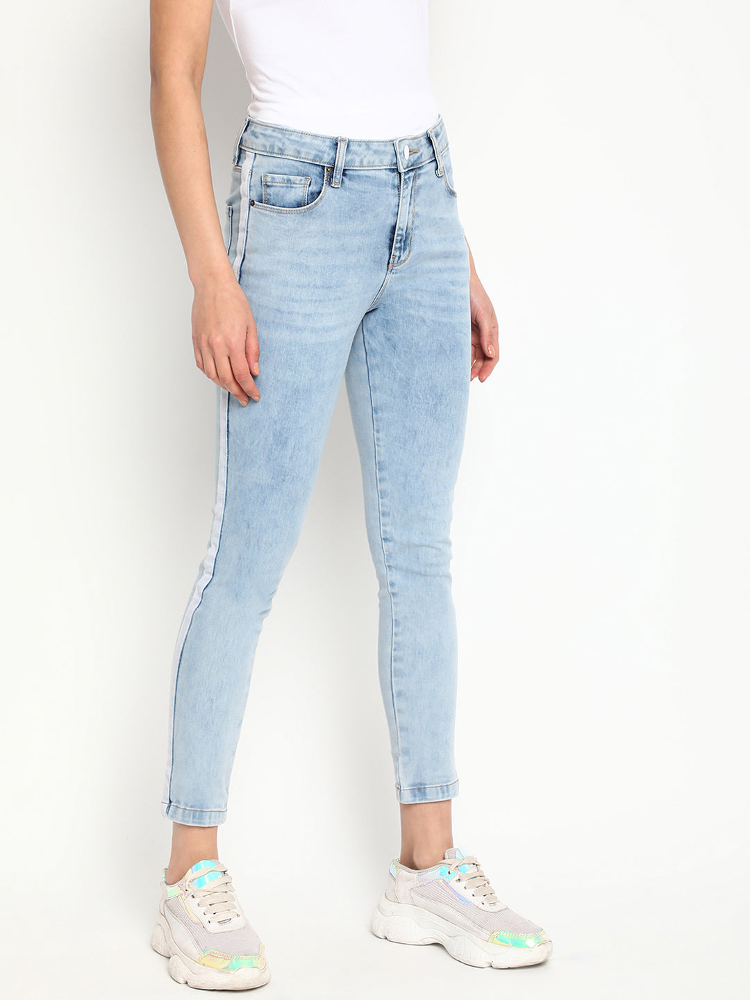 Tape Detailed Skinny Fit Jeans