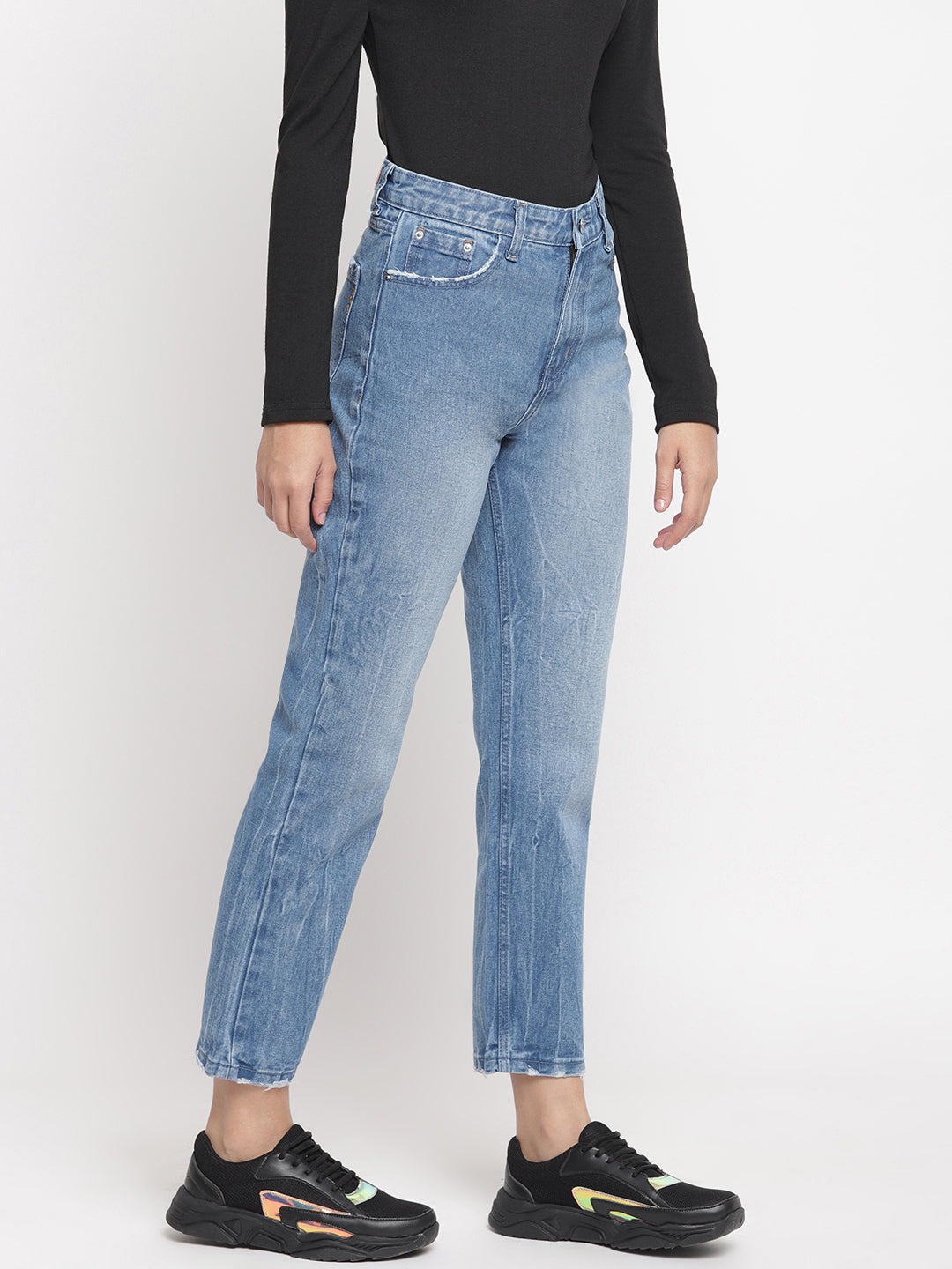 Blue Mom Fit Denim Jeans