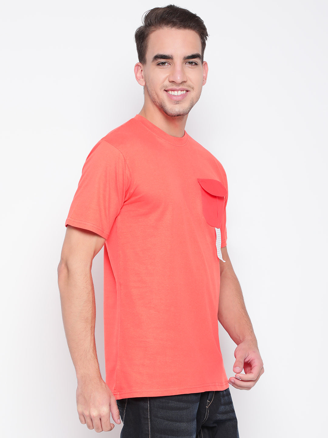 Men Peach Flap Pocket T-shirt