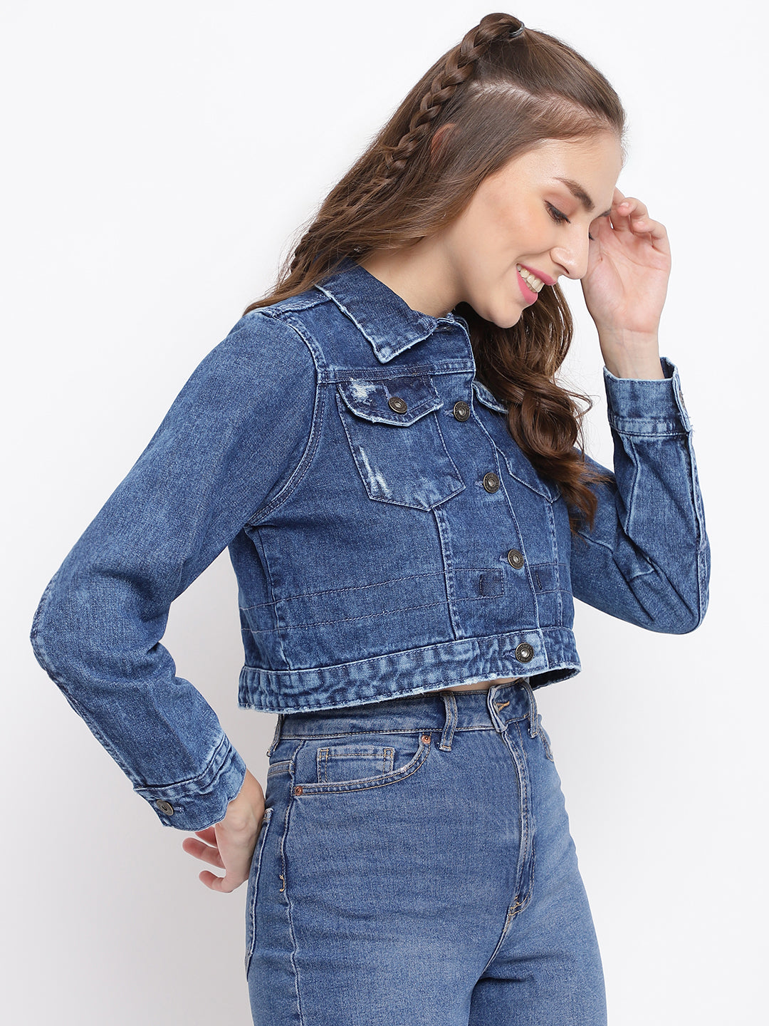 Light Blue Cropped Jacket