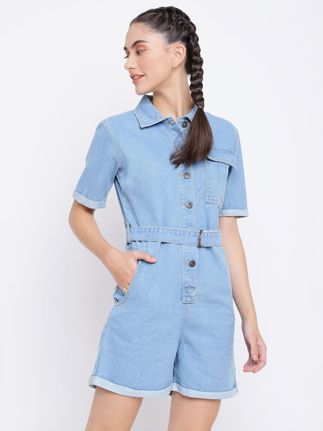 Light Blue Denim Dungaree with belt