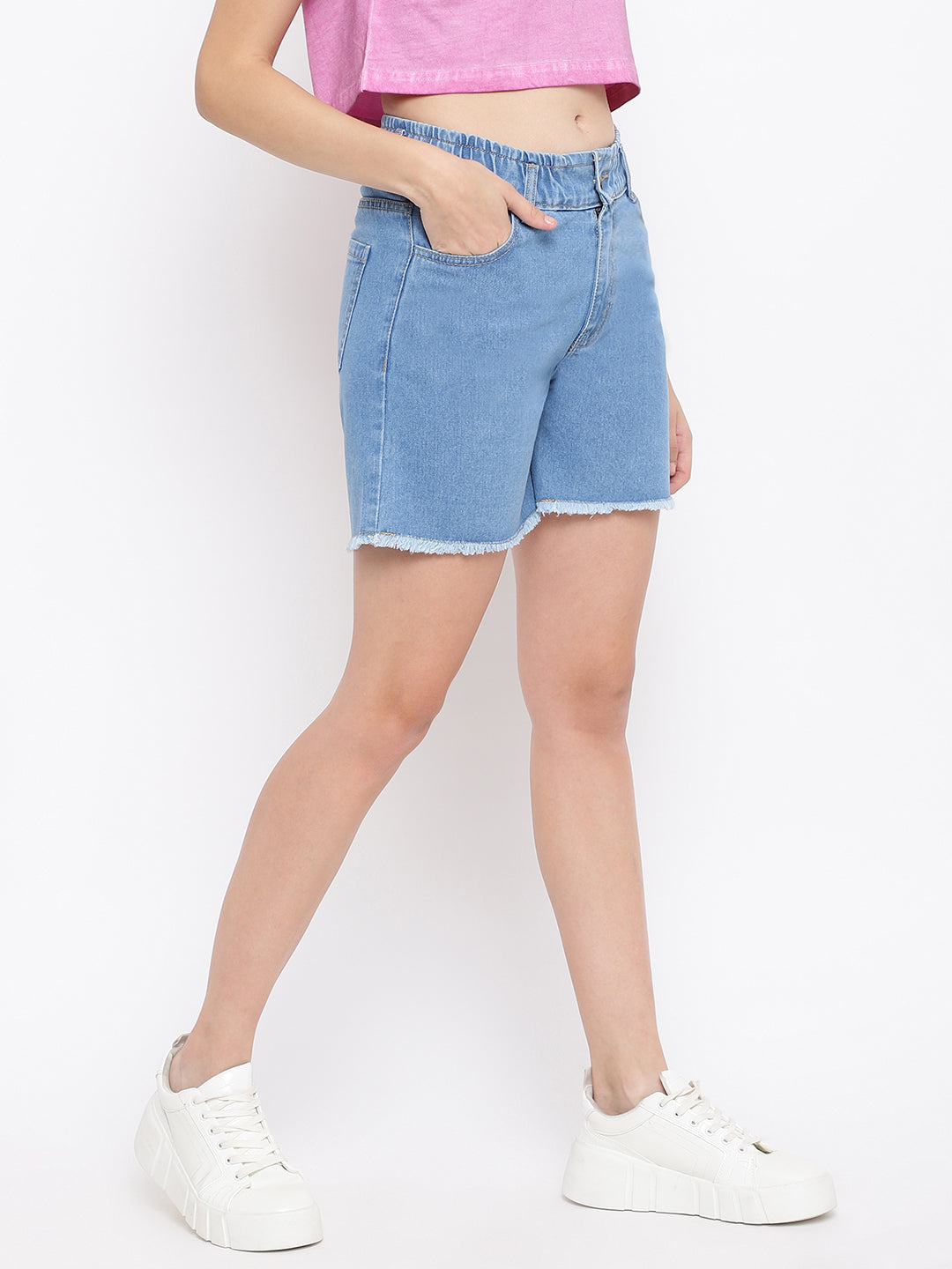 Light Blue High waist Basic Short