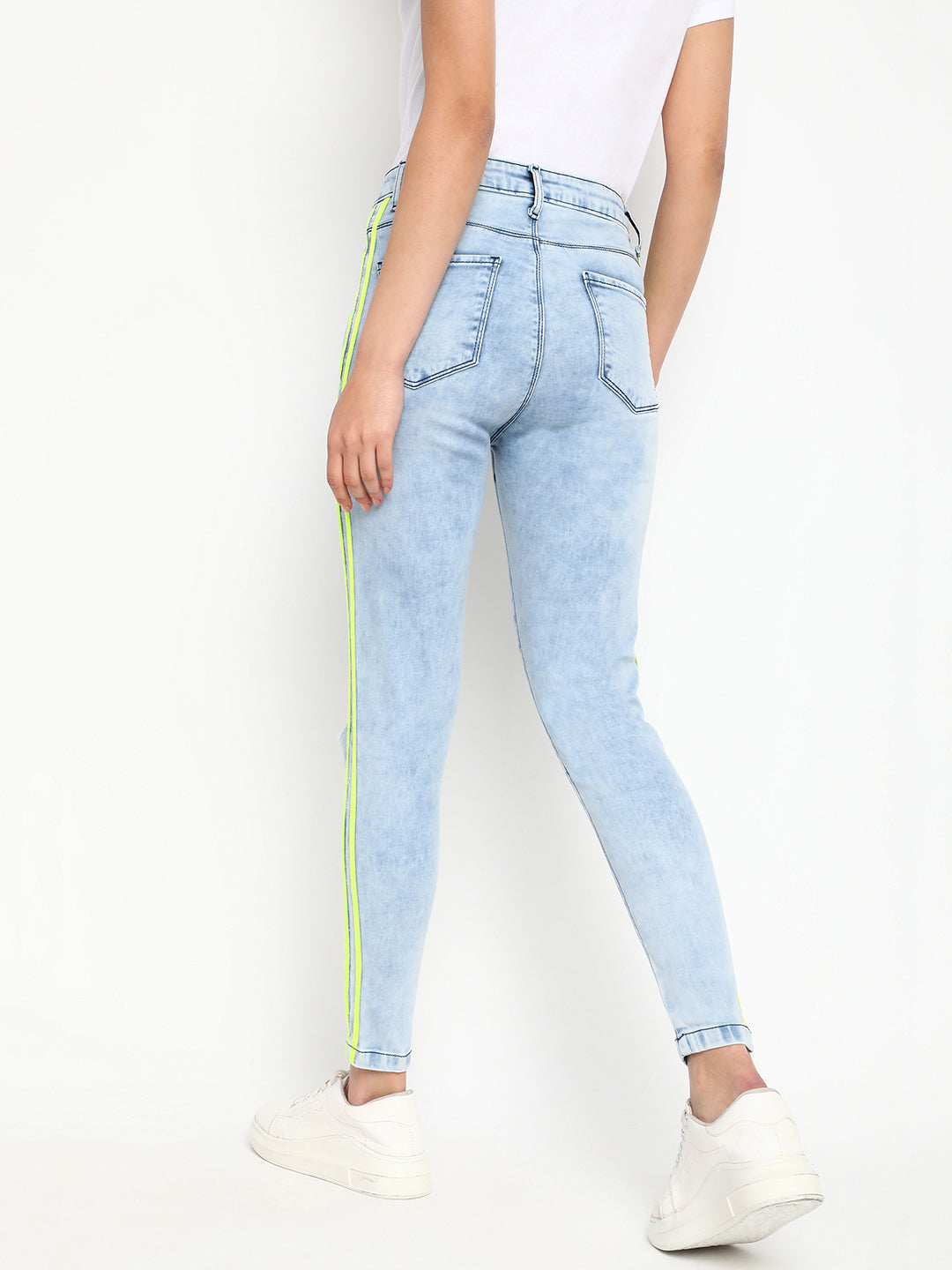 Neon Tape Distressed Skinny Fit Jeans