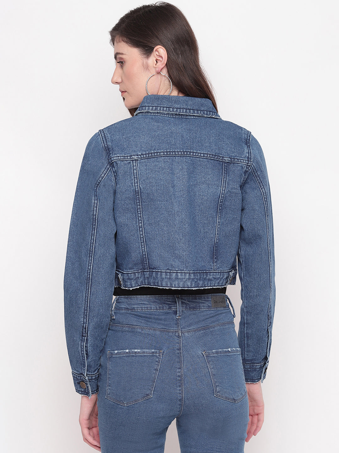 Blue Cropped Denim Jacket