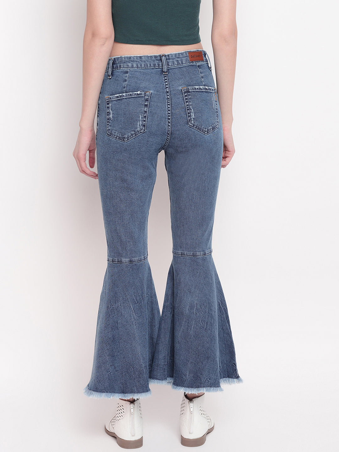 Women Mid-Blue Skinny Fit Flared High Waist Denim Jeans