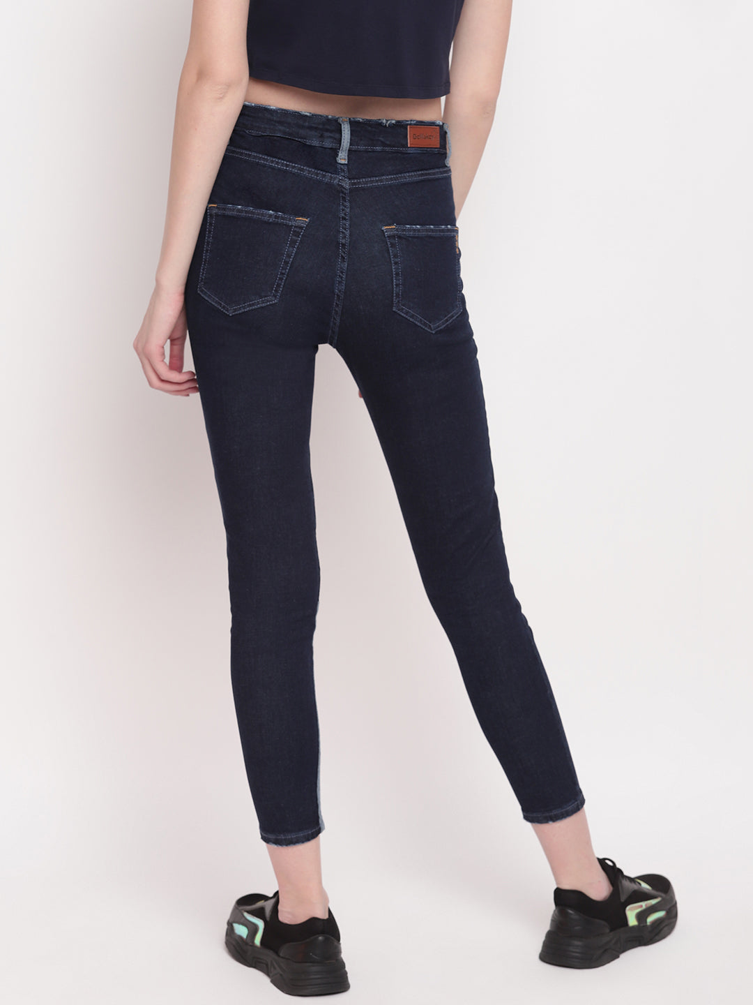 Women Patched High waist Skinny Fit Black Denim Jeans