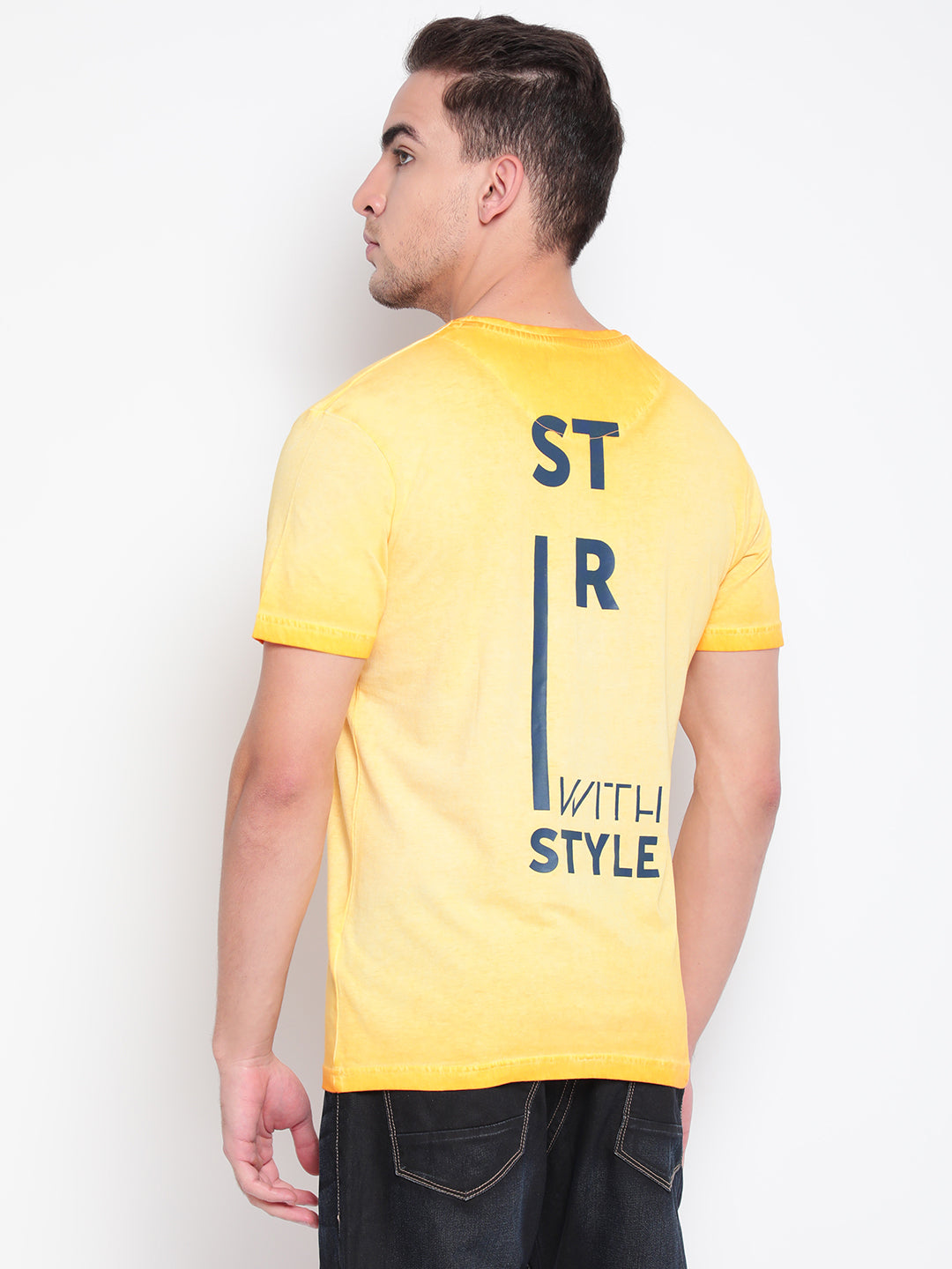 Men Yellow Typography Print T-shirt