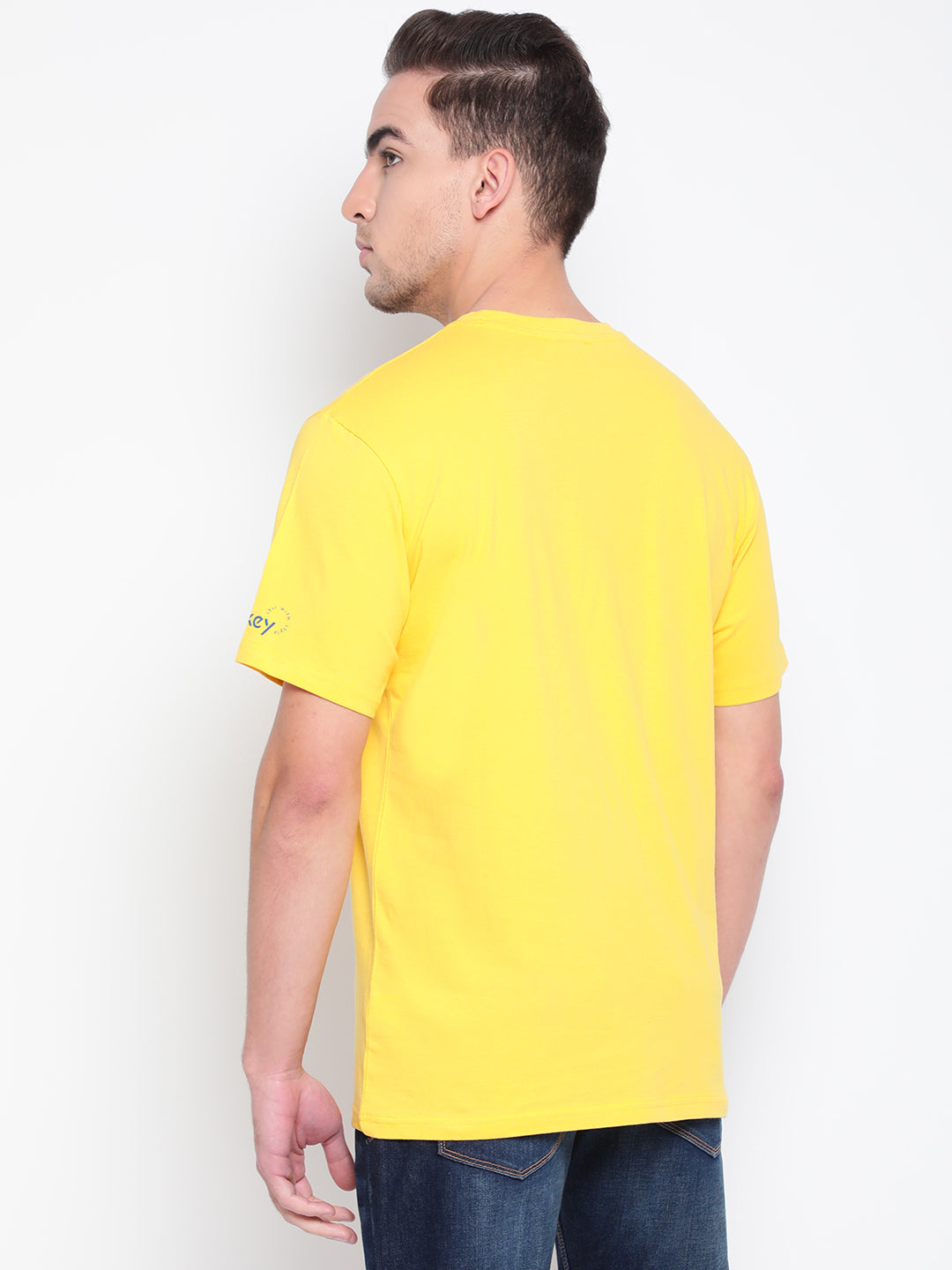 Men Yellow Printed Cotton T-shirt