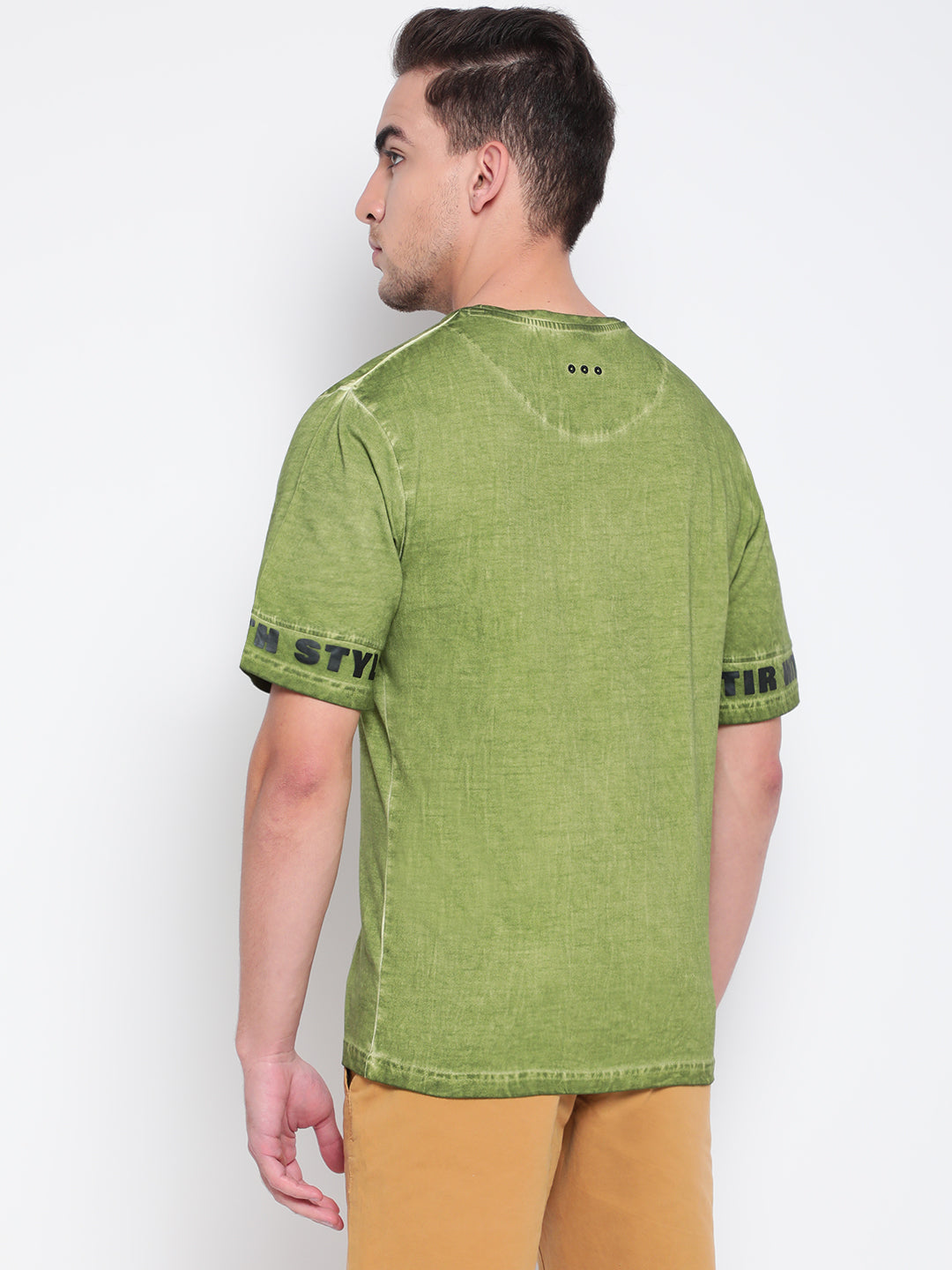 Men Olive Printed T-shirt
