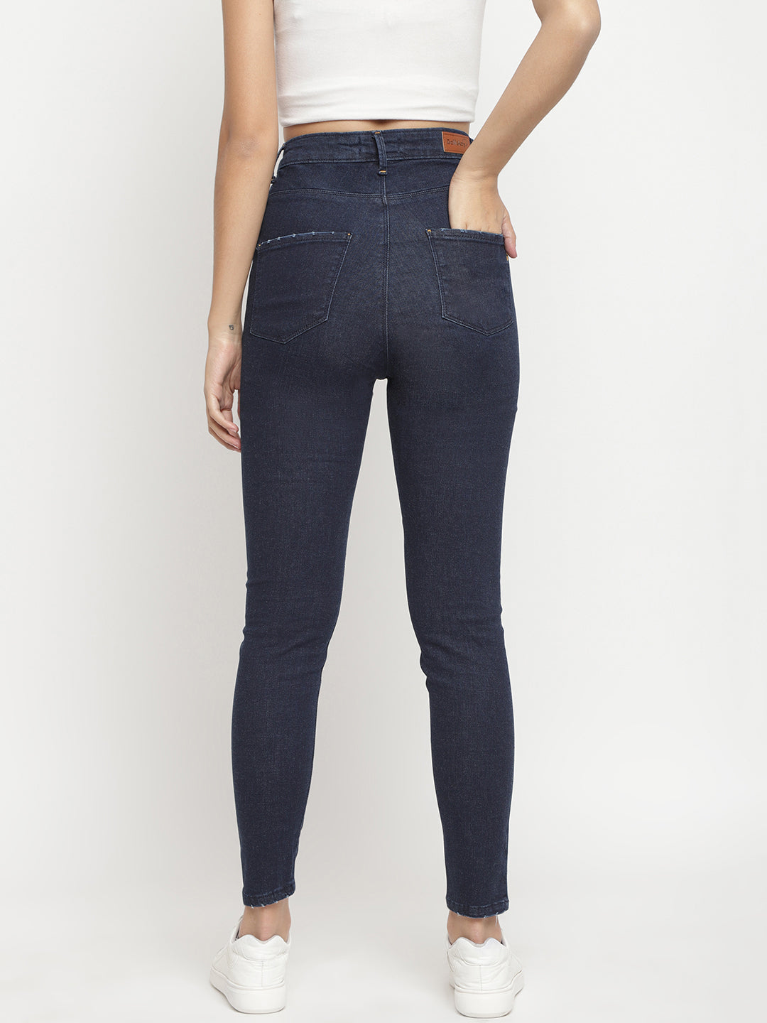 Women Super High Waist Dark Blue Super Skinny Denim Jeans
