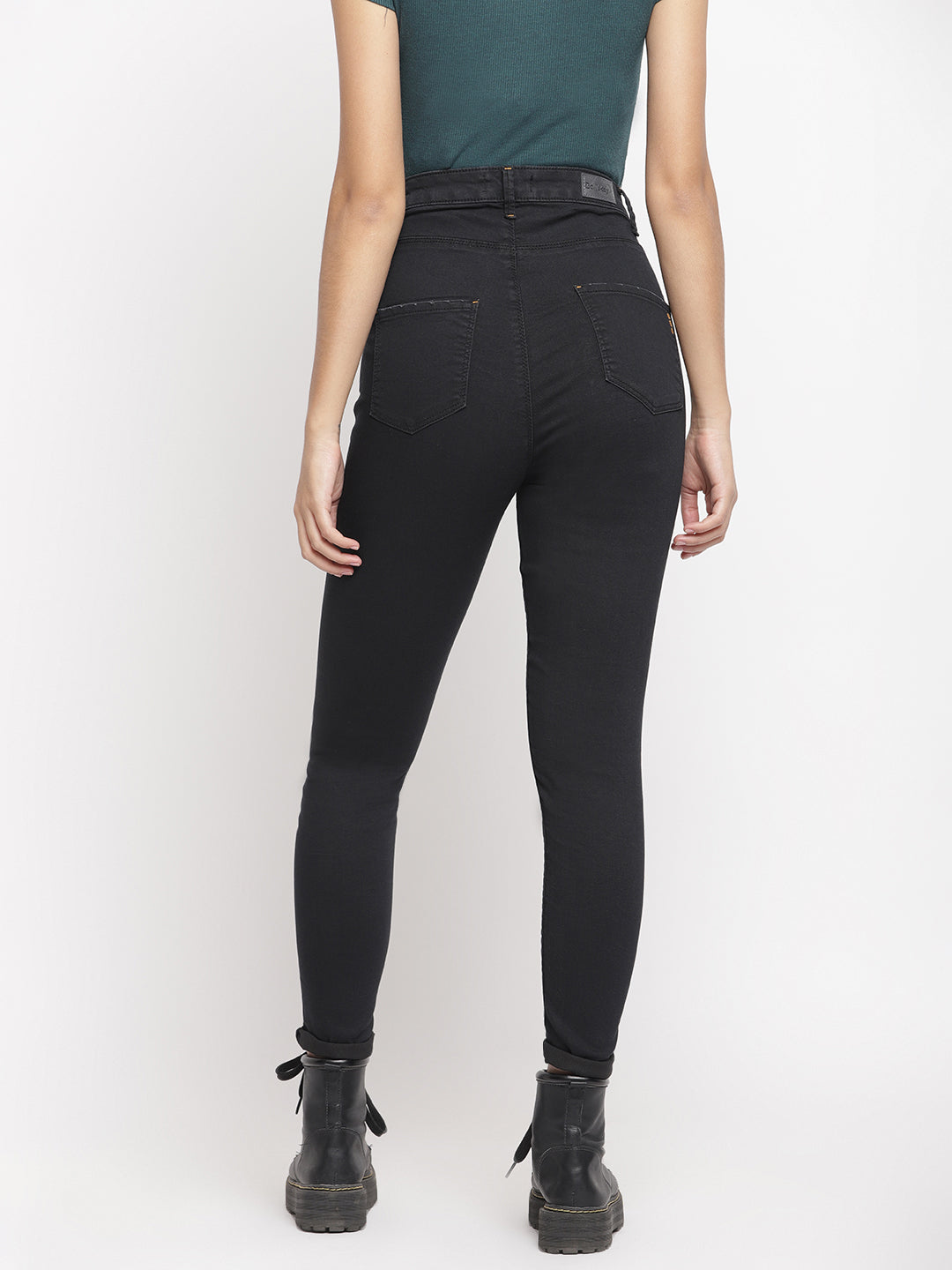 Women Super High Waist Black Super Skinny Denim Jeans