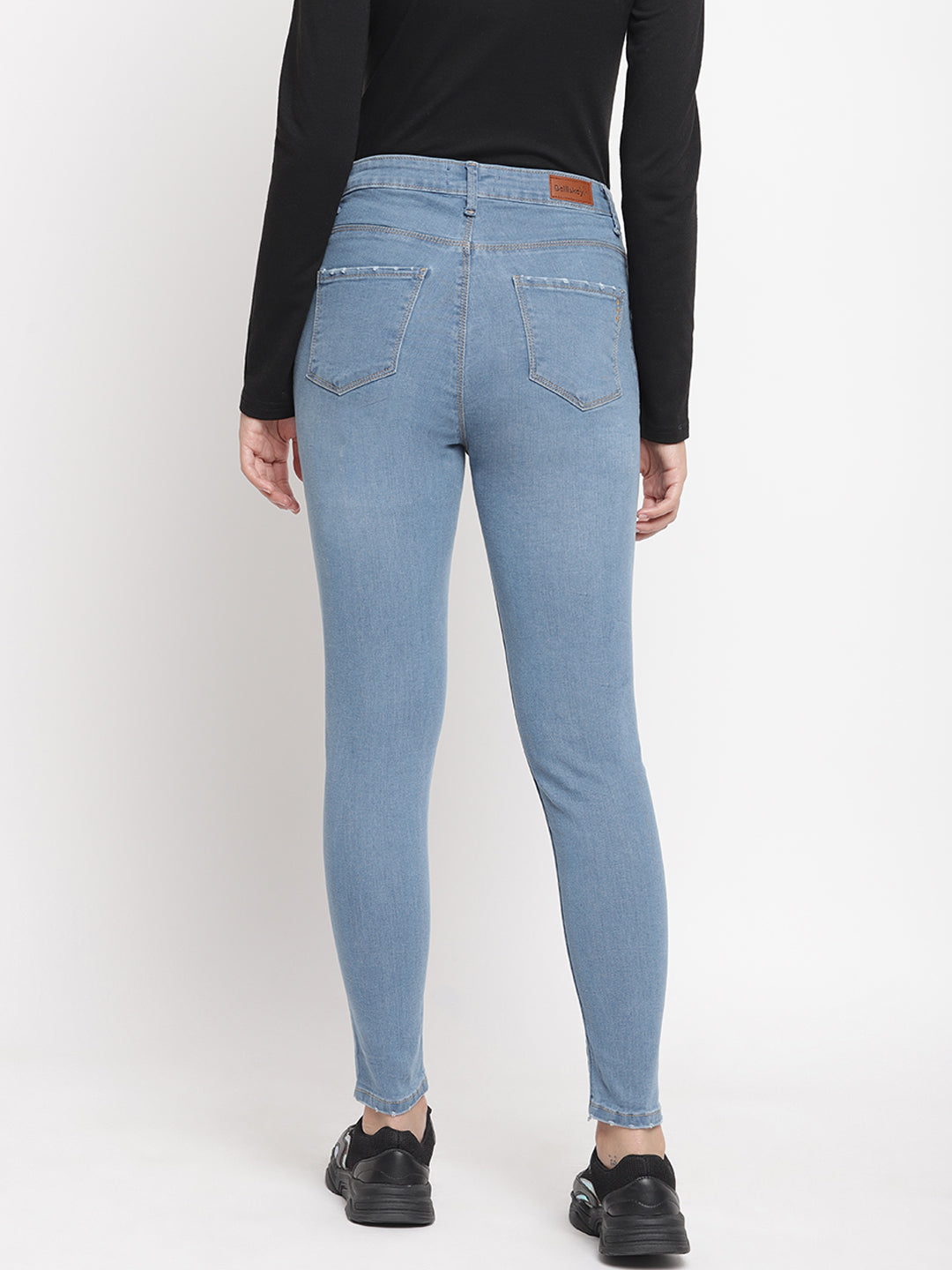 Women High Waist Light Blue Super Skinny Denim Jeans