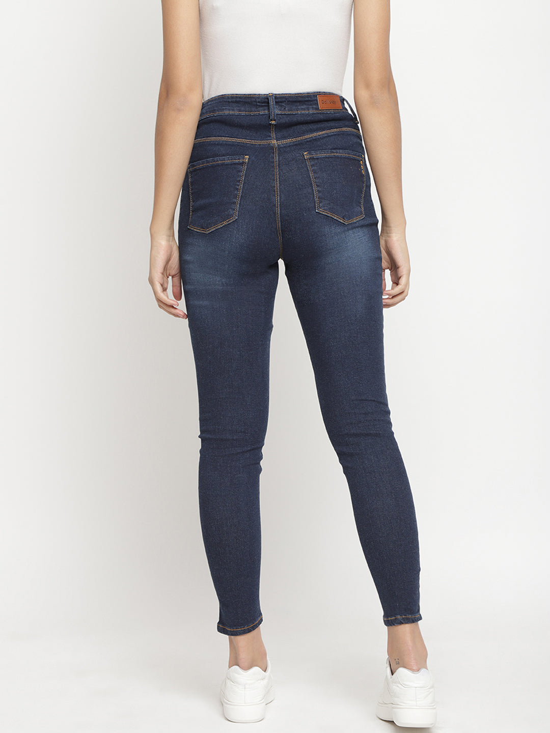 Women High Waist Dark Blue Super Skinny Denim Jeans